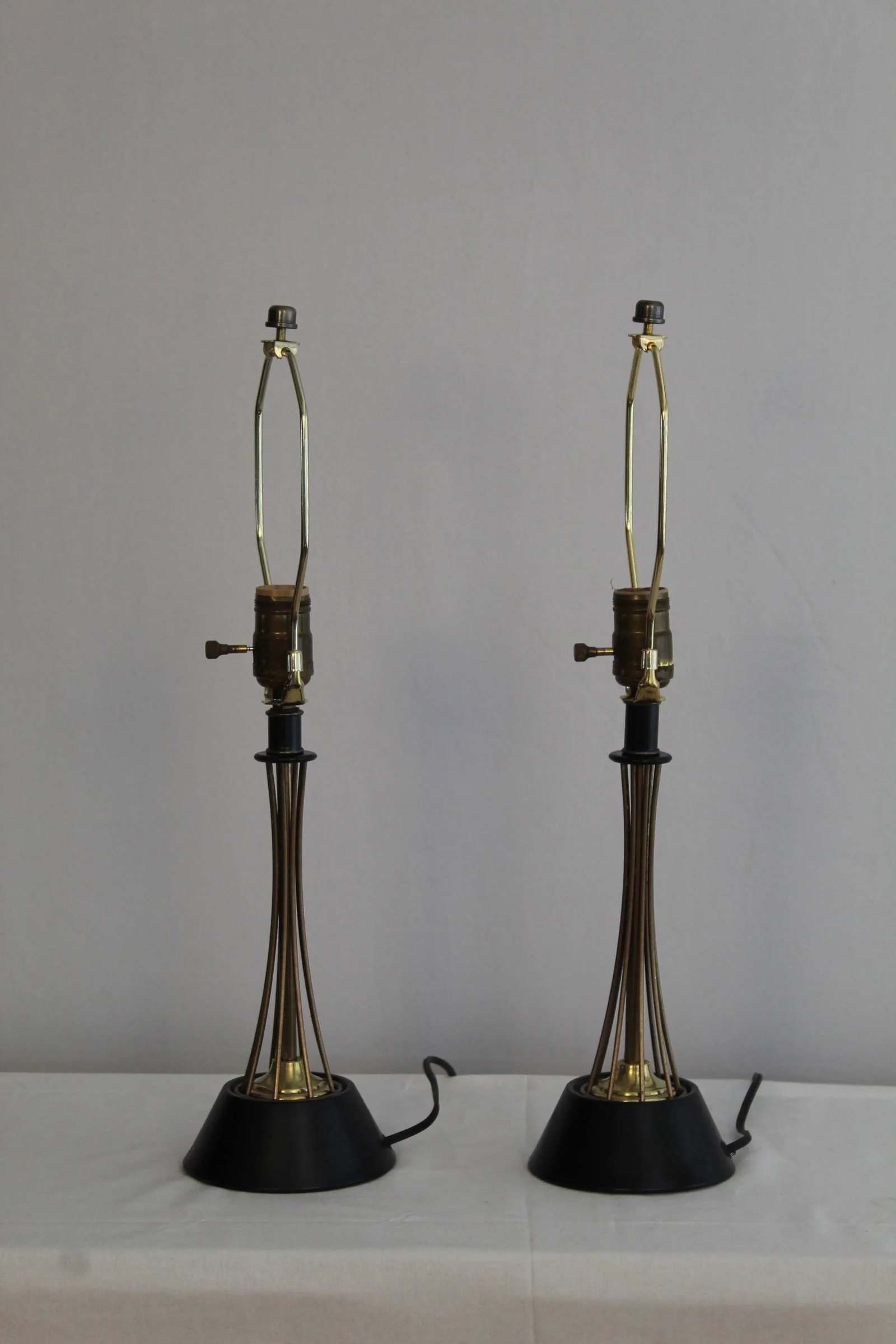 1960s Gerald Thurston Style Brass Table Lamps - a Pair - 5