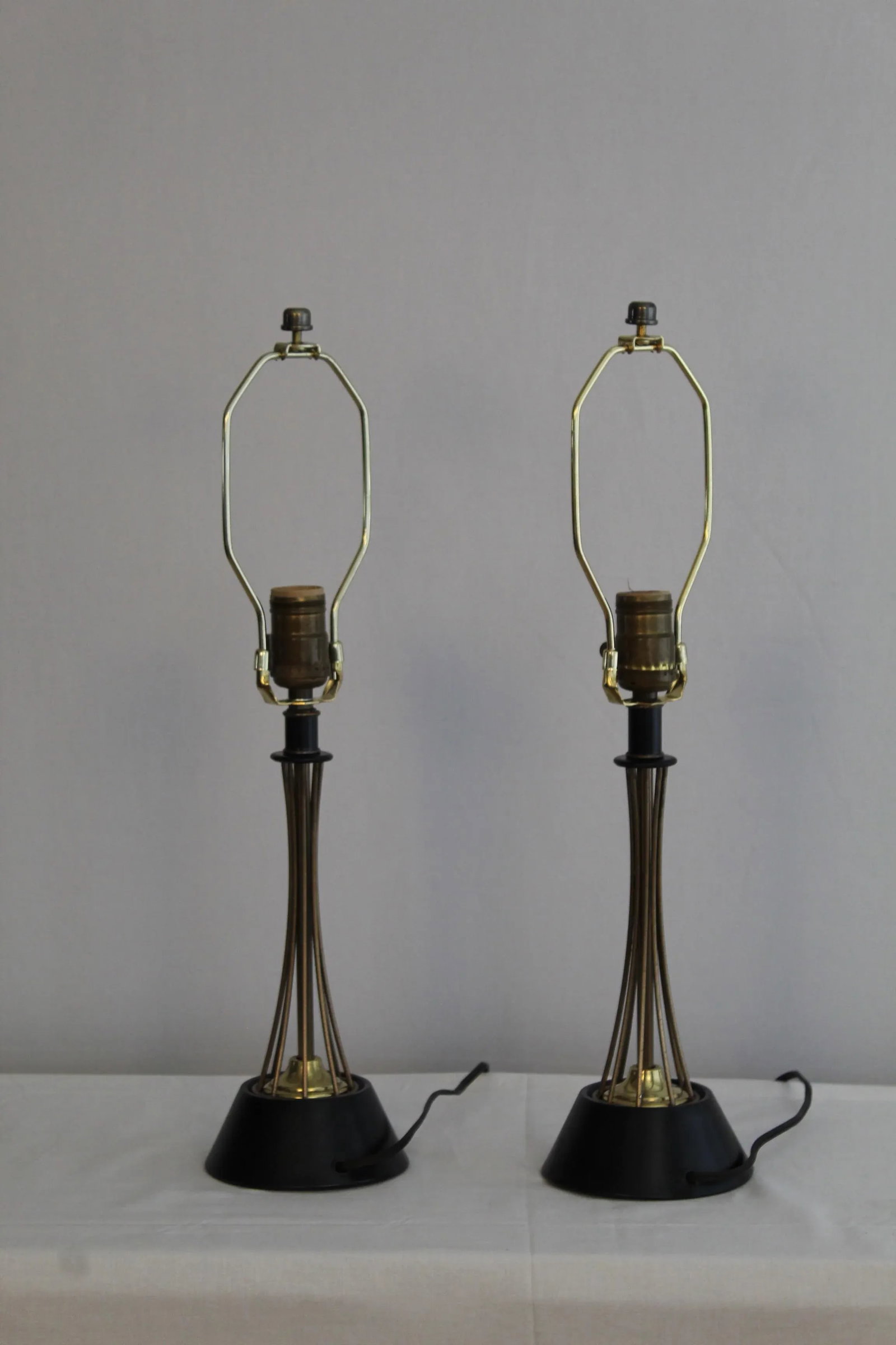 1960s Gerald Thurston Style Brass Table Lamps - a Pair - 6