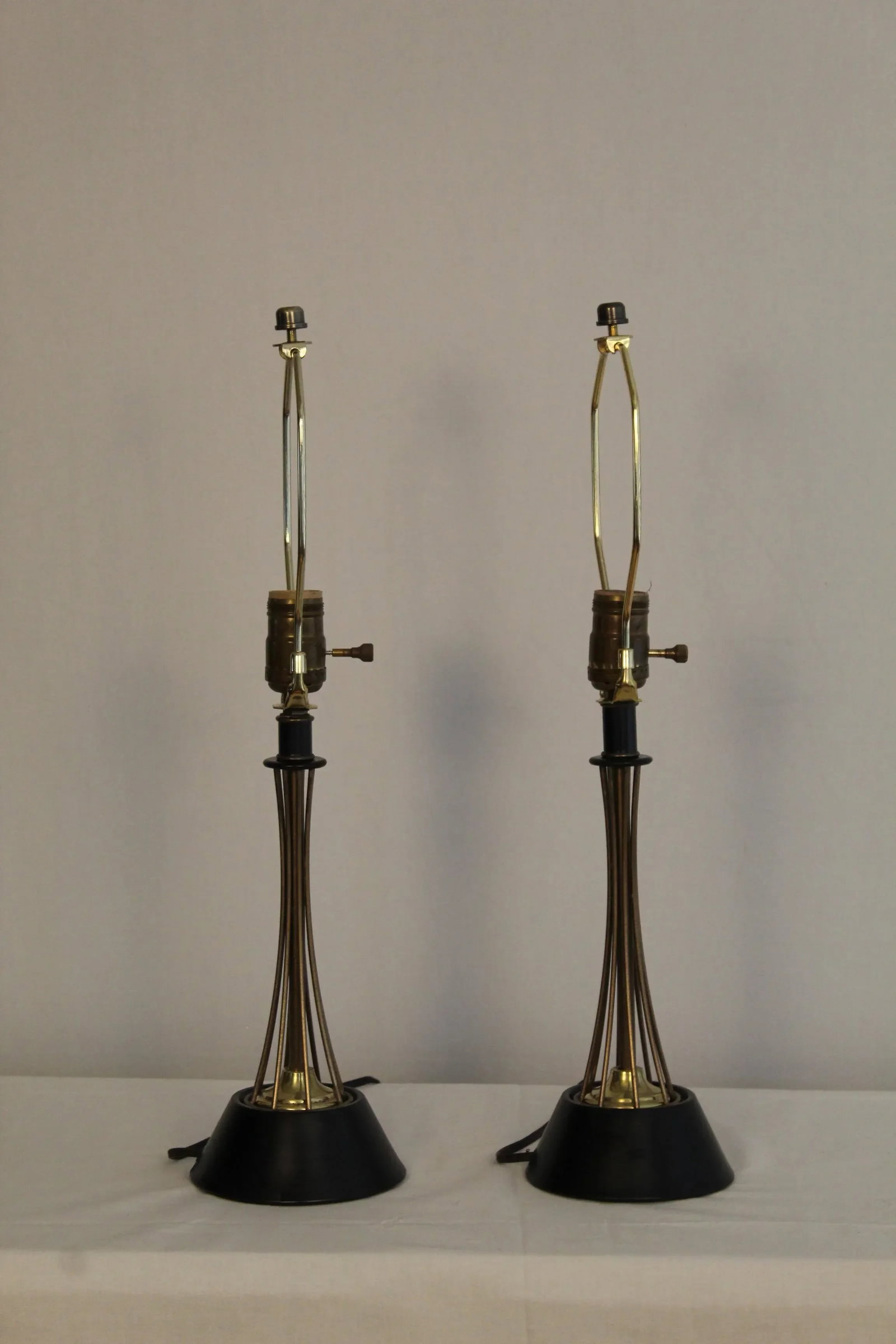 1960s Gerald Thurston Style Brass Table Lamps - a Pair - 7