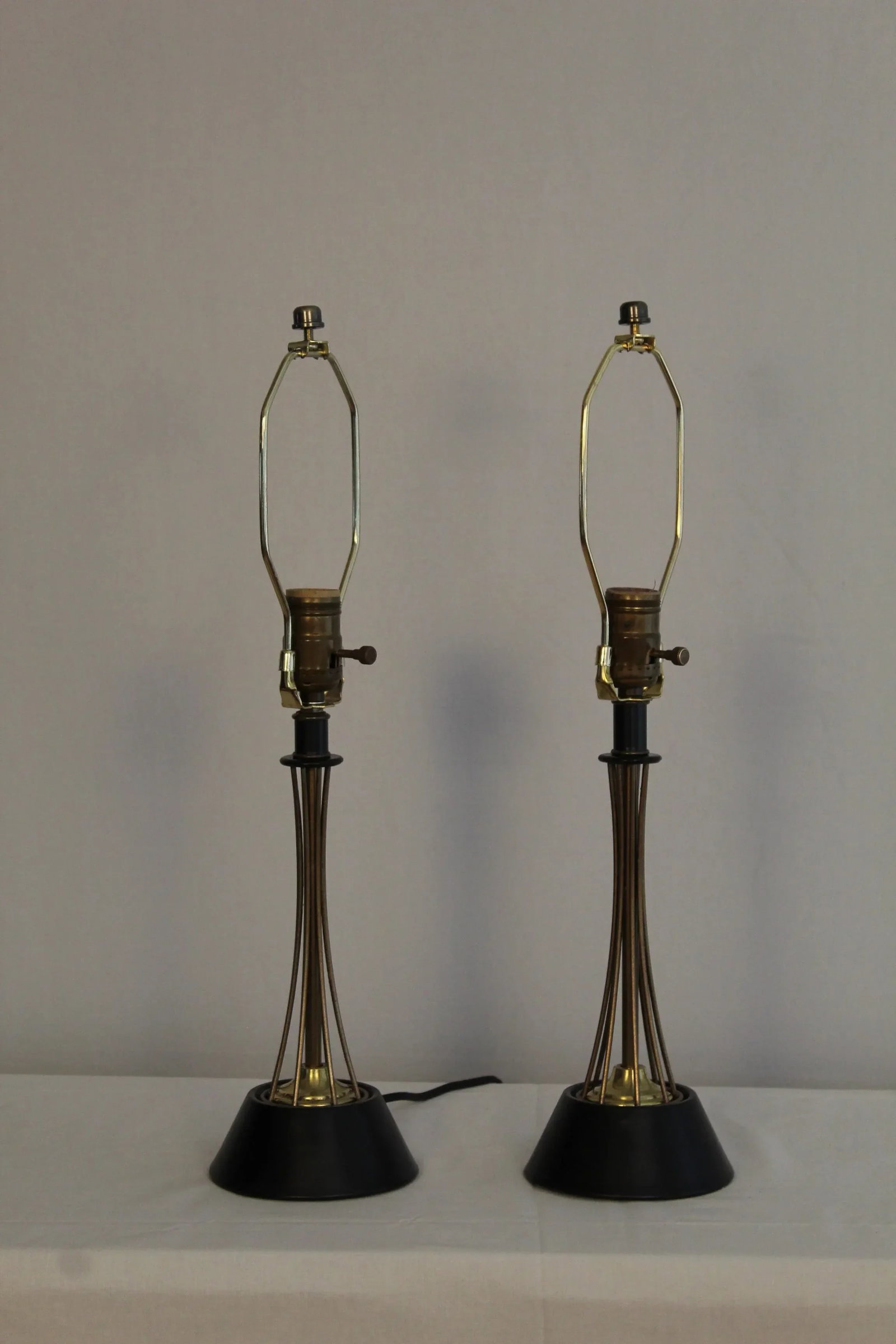 1960s Gerald Thurston Style Brass Table Lamps - a Pair - 8