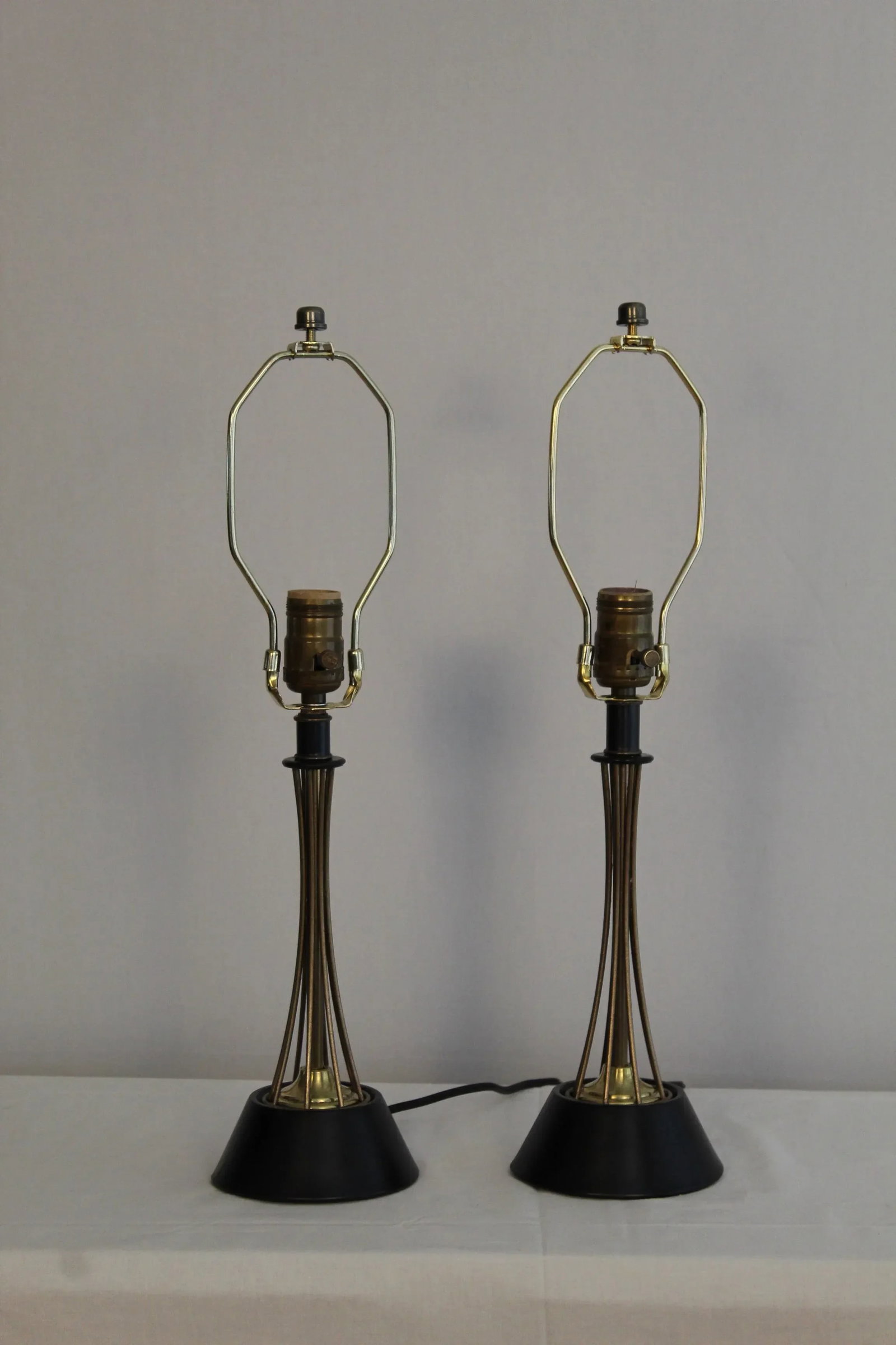1960s Gerald Thurston Style Brass Table Lamps - a Pair - 9