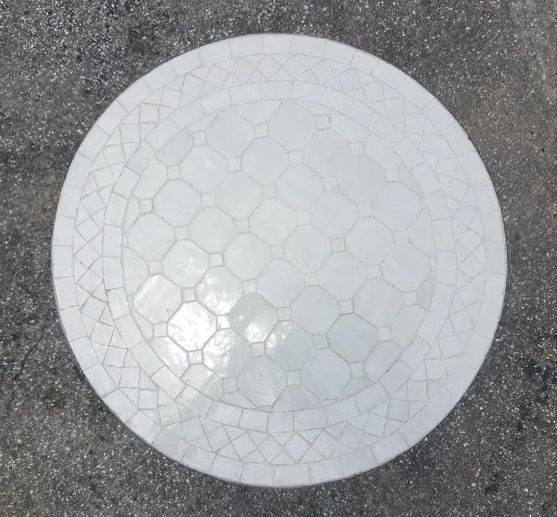 20" Moroccan White Mosaic Side Table - 3
