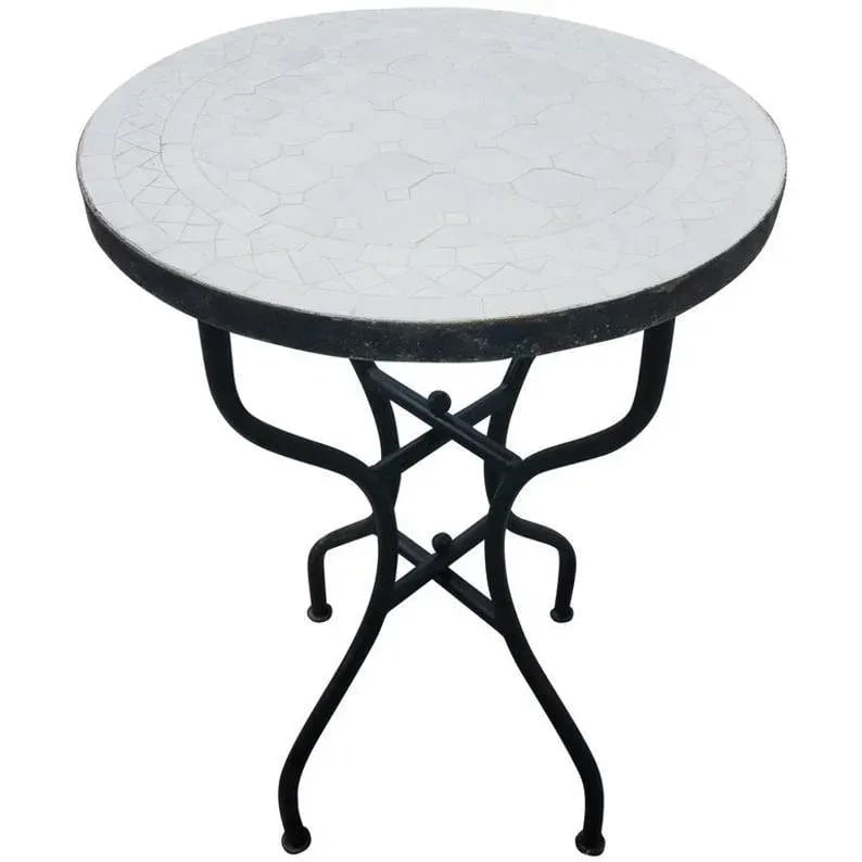 20" Moroccan White Mosaic Side Table - 6