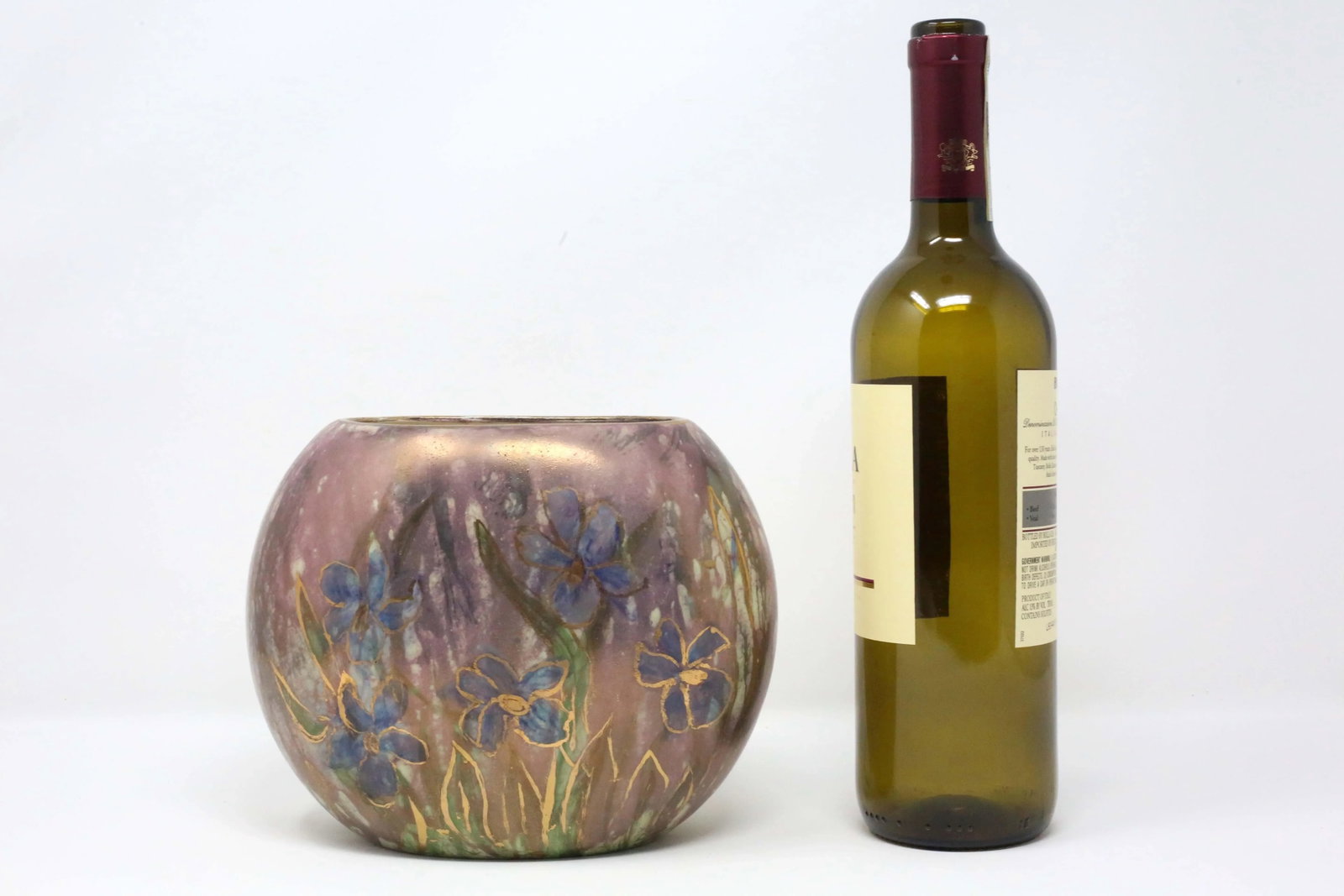 1960's Purple and Gold Flowers Ceramic Vase - 7