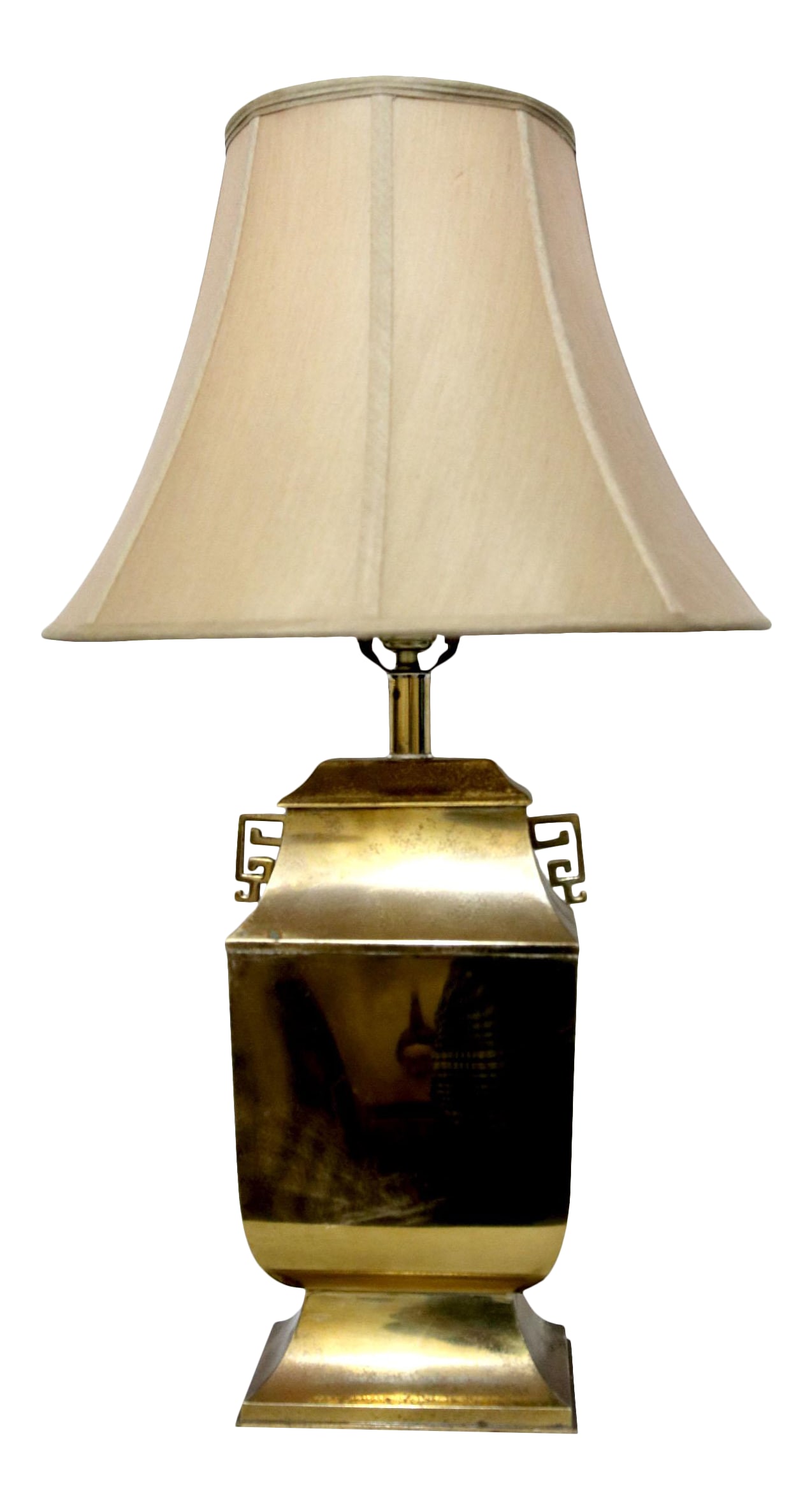 Mid-Century Hollywood Regency Chinoiserie Brass Table Lamp With Greek Key Handles (1 of 11)