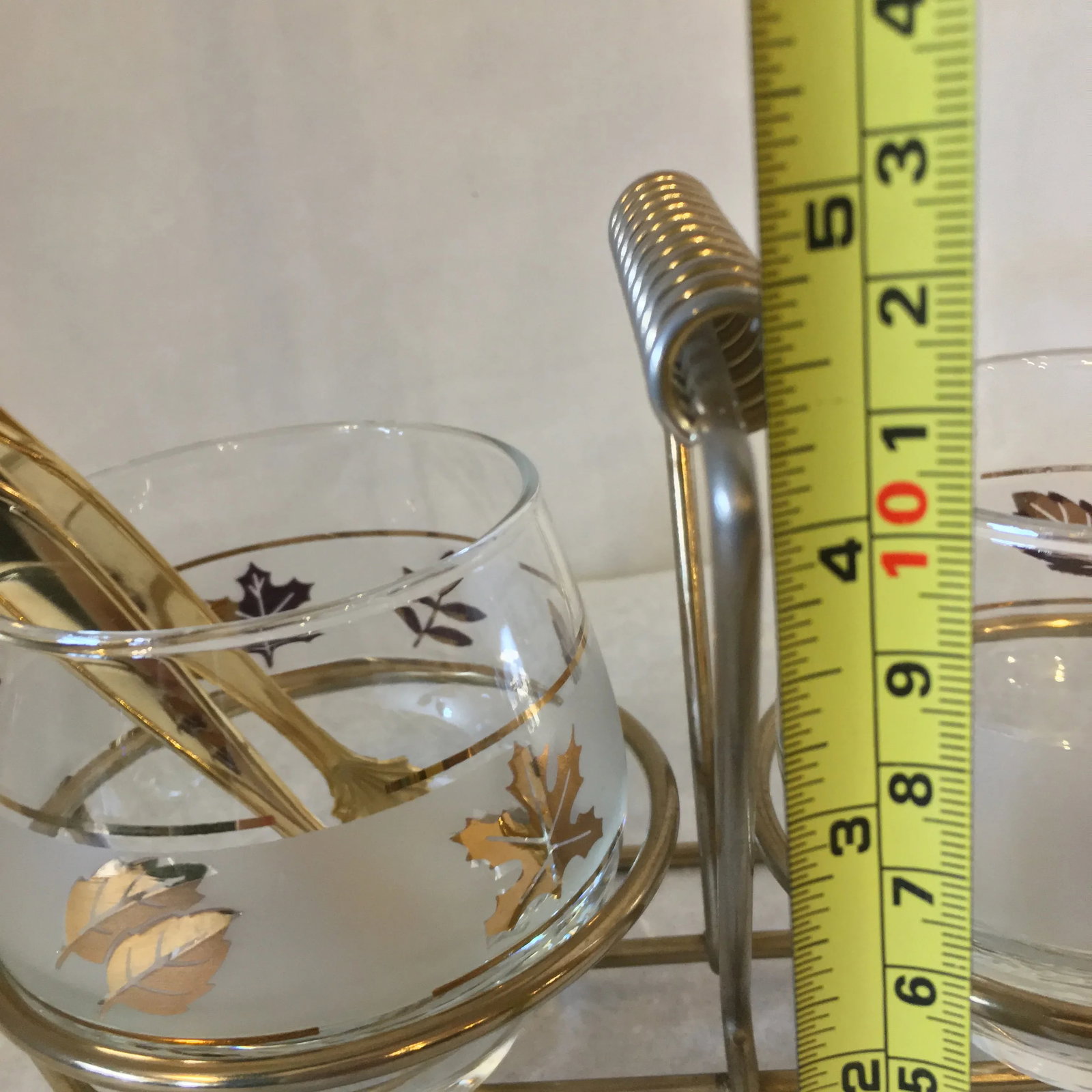 1950s Mid-Century Modern Gold Maple Leaf Libbey Glass Condiment Cream & Sugar Set - 4 Piece Set - 10