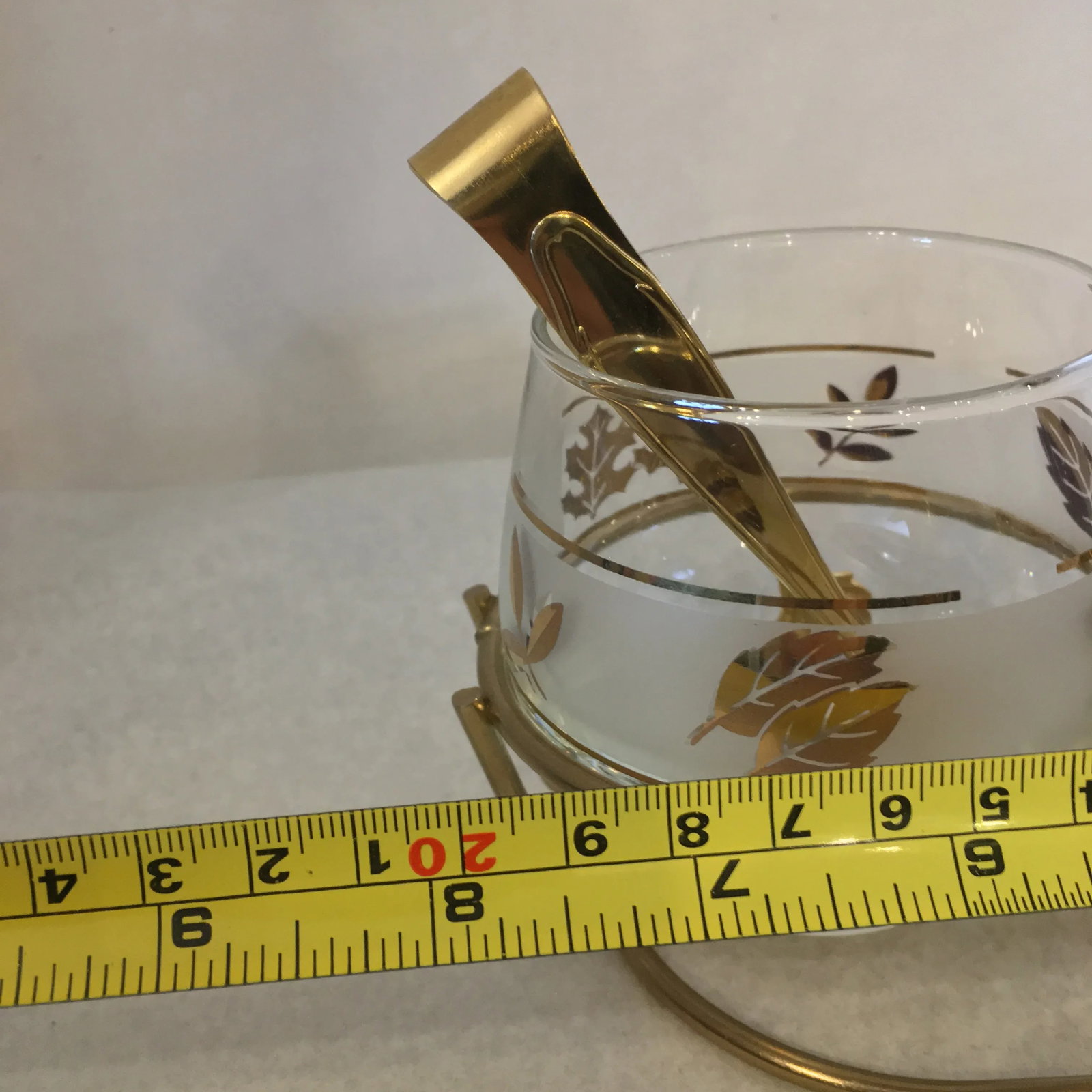 1950s Mid-Century Modern Gold Maple Leaf Libbey Glass Condiment Cream & Sugar Set - 4 Piece Set - 8