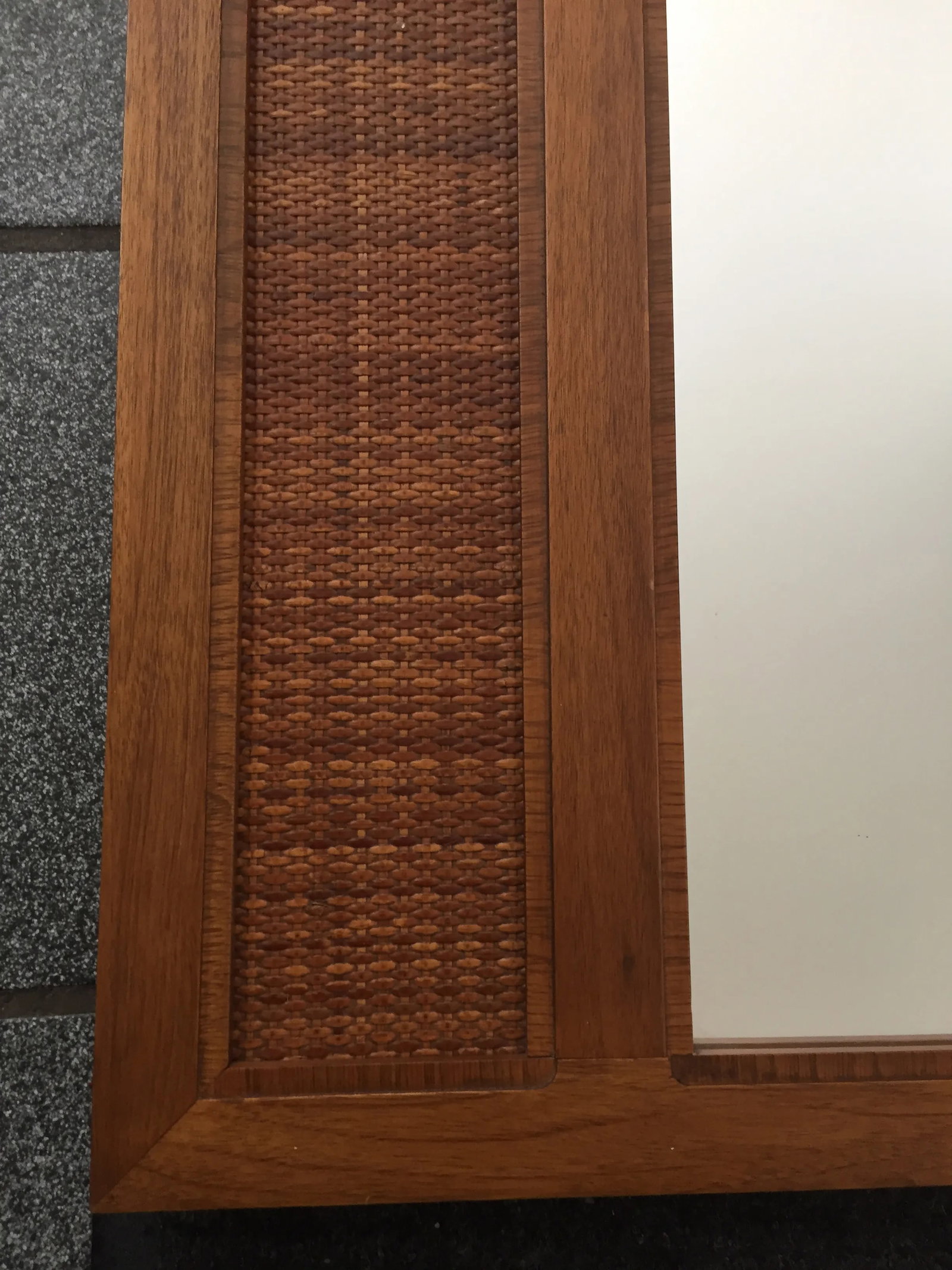 Mid-Century Modern Walnut and Cane Mirror - 2