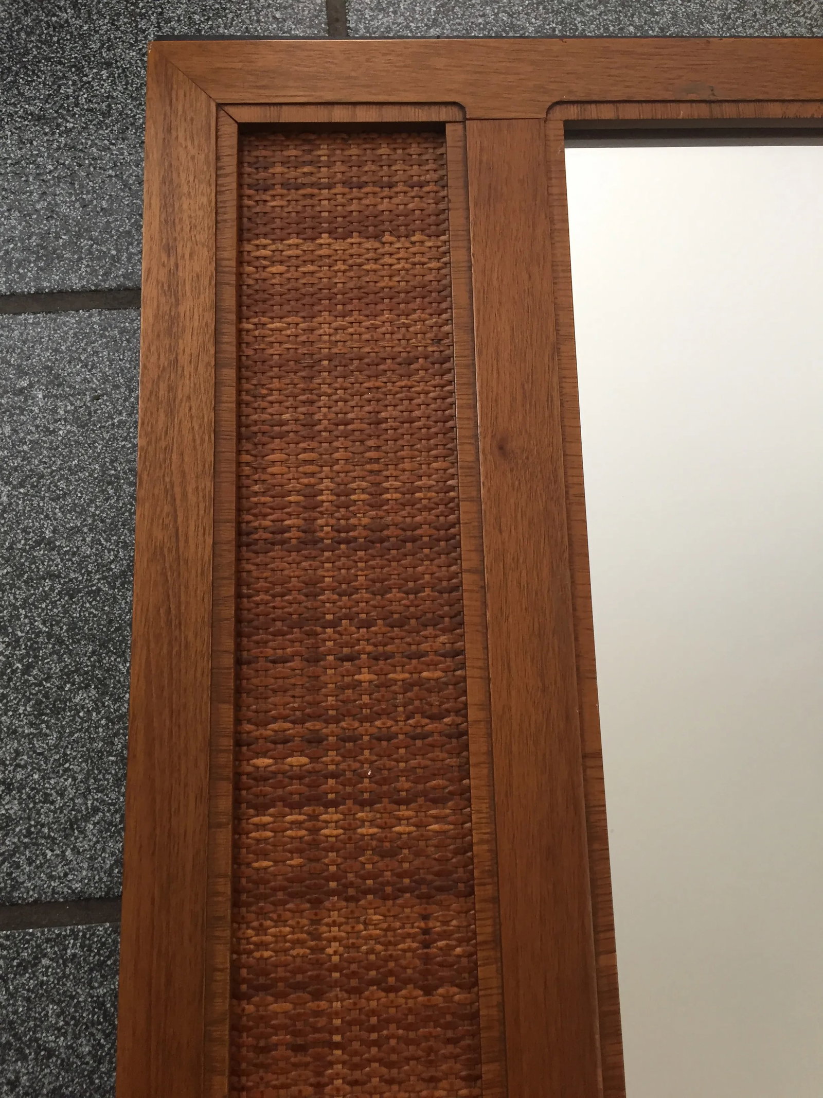 Mid-Century Modern Walnut and Cane Mirror - 3