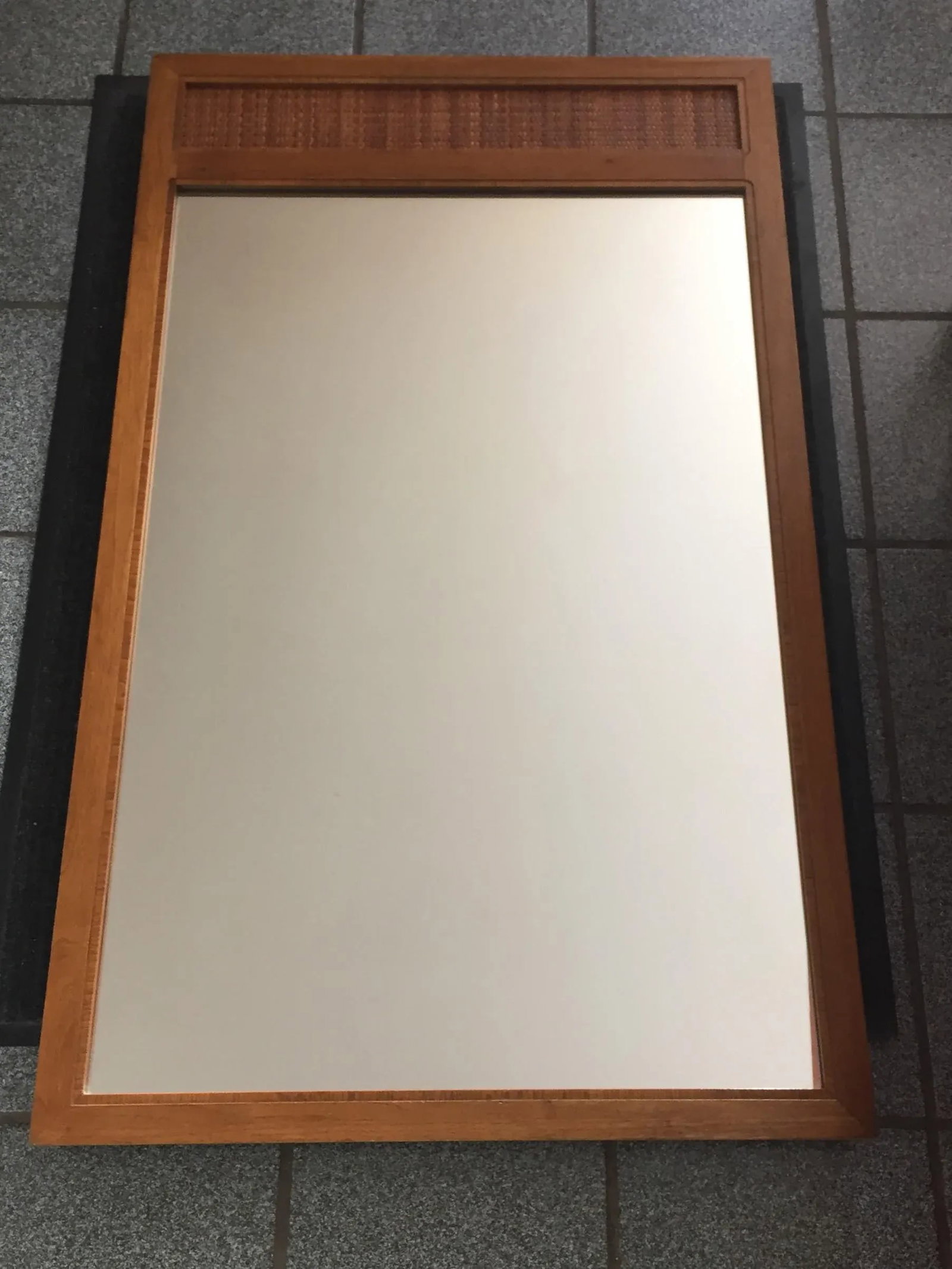 Mid-Century Modern Walnut and Cane Mirror - 7