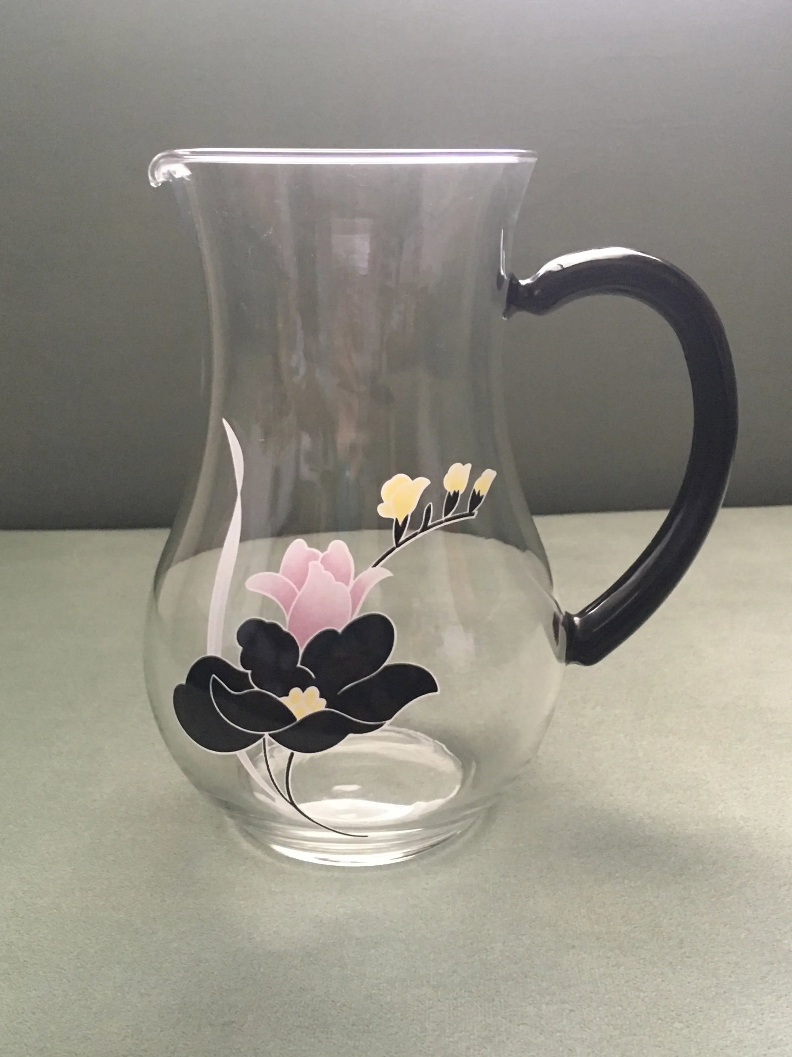 Vintage French Black & Pink Floral Cocktail Set - 7 Pieces - 11