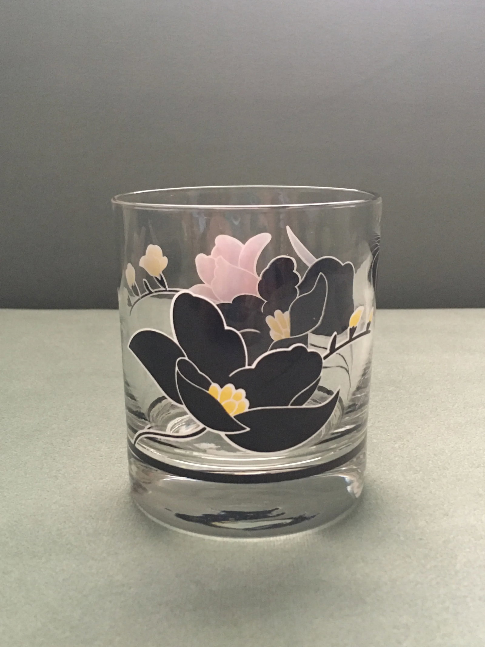 Vintage French Black & Pink Floral Cocktail Set - 7 Pieces - 4