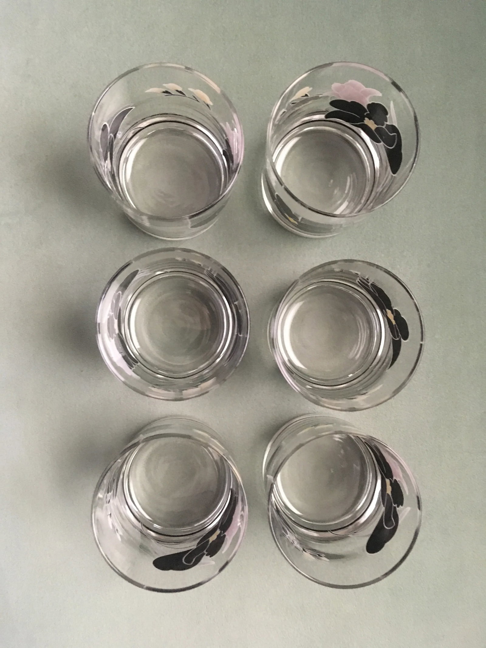 Vintage French Black & Pink Floral Cocktail Set - 7 Pieces - 8