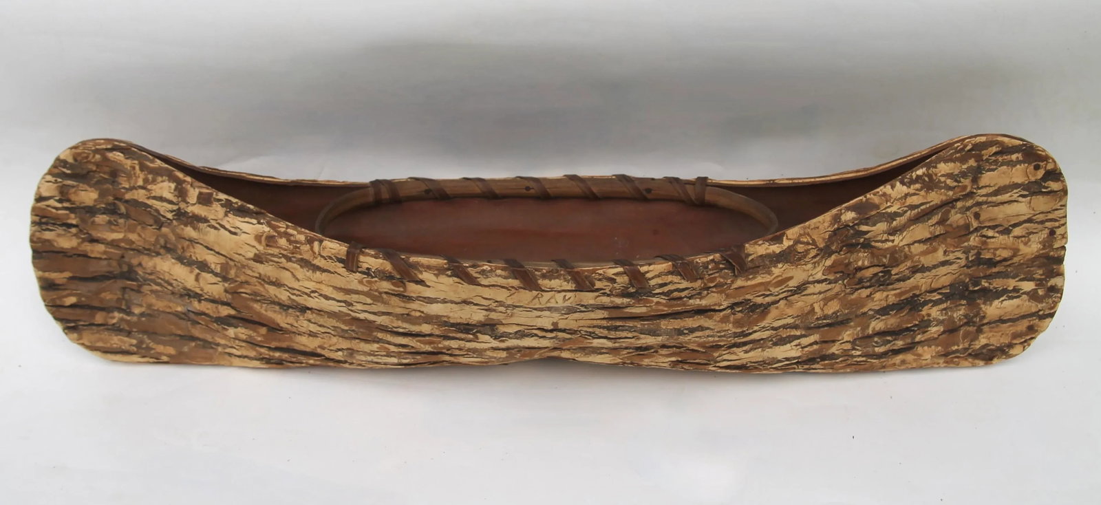 Vintage Native American Made Souvenir Bark Canoe - 8