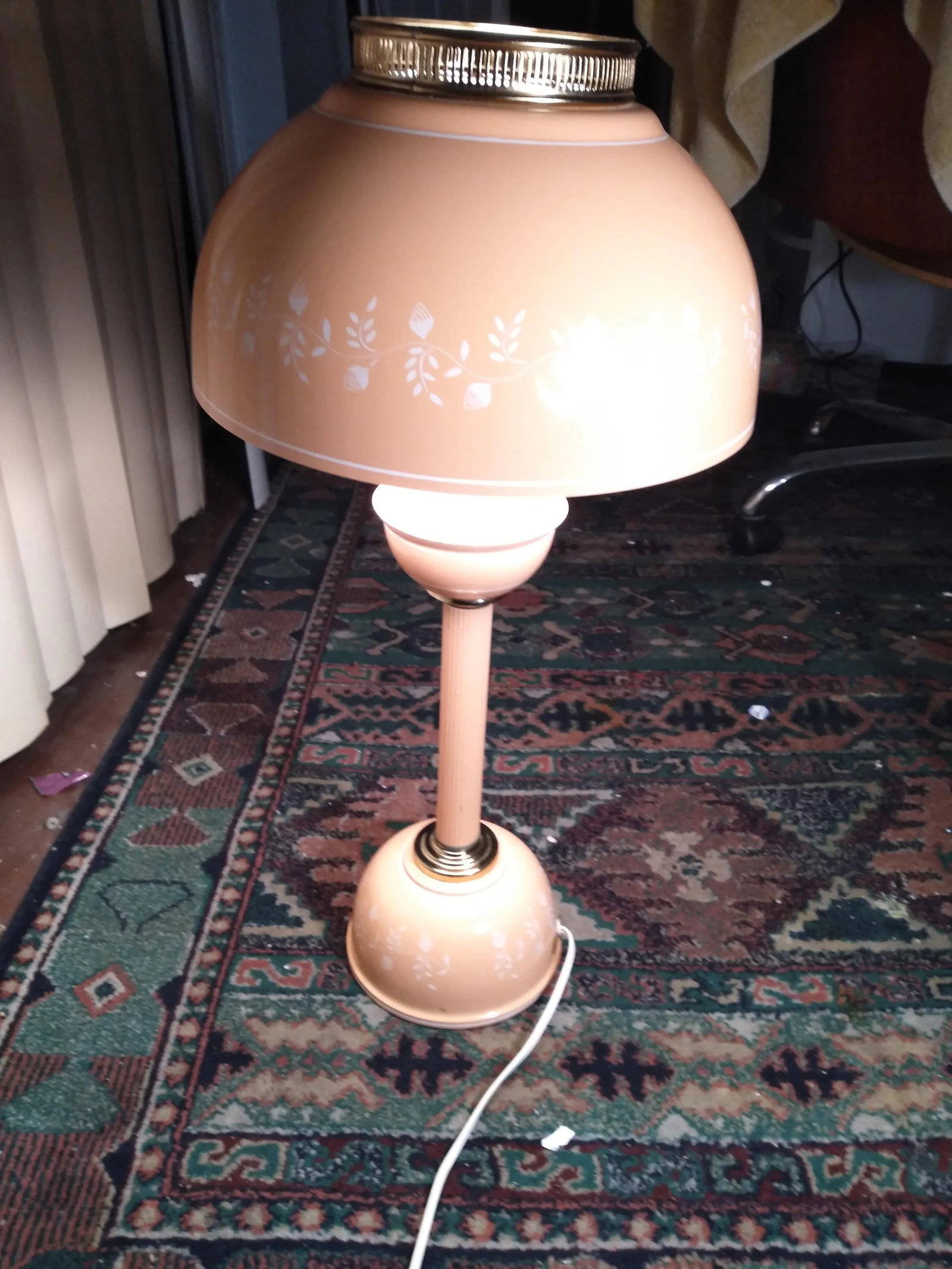 1950s Metal and Brass Toleware Table Lamp - 9