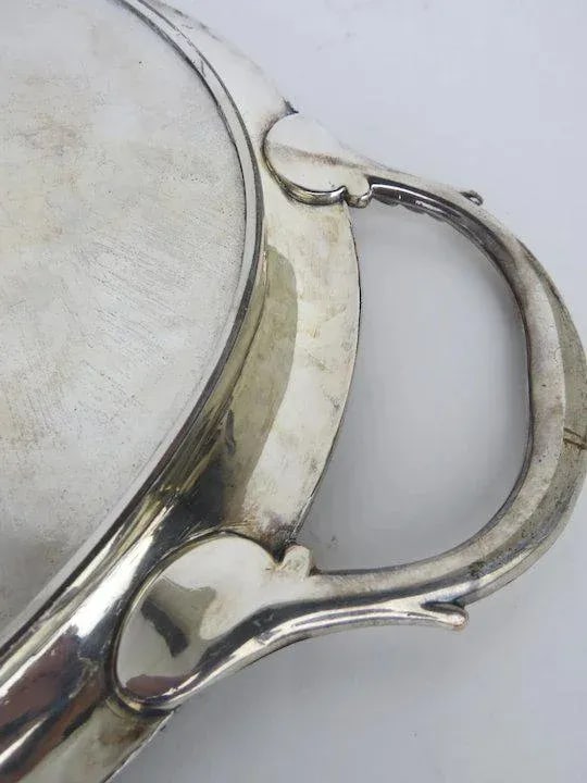 Early 19th Century Oval Serving Tray Lion Armorial Family Crest - 3