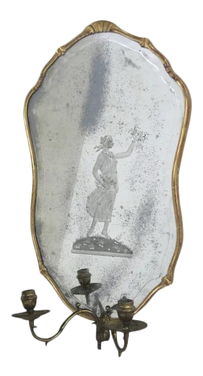Early 20th Century Venetian Etched Glass One Arm Wall Sconce with Gilt Frame (1 of 5)