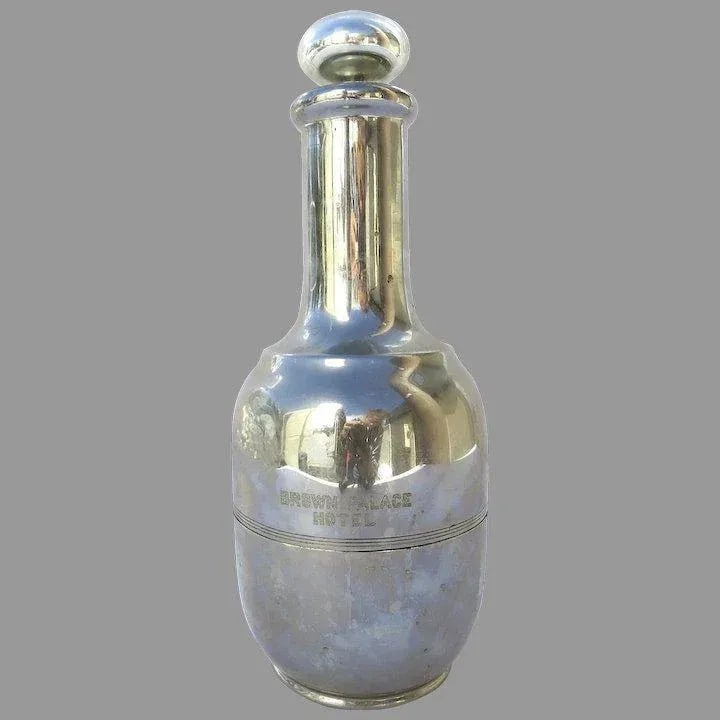 Vintage Cocktail Carafe Pitcher with Mercury Glass Stopper from the Historic Brown Palace Hotel Denv - 3