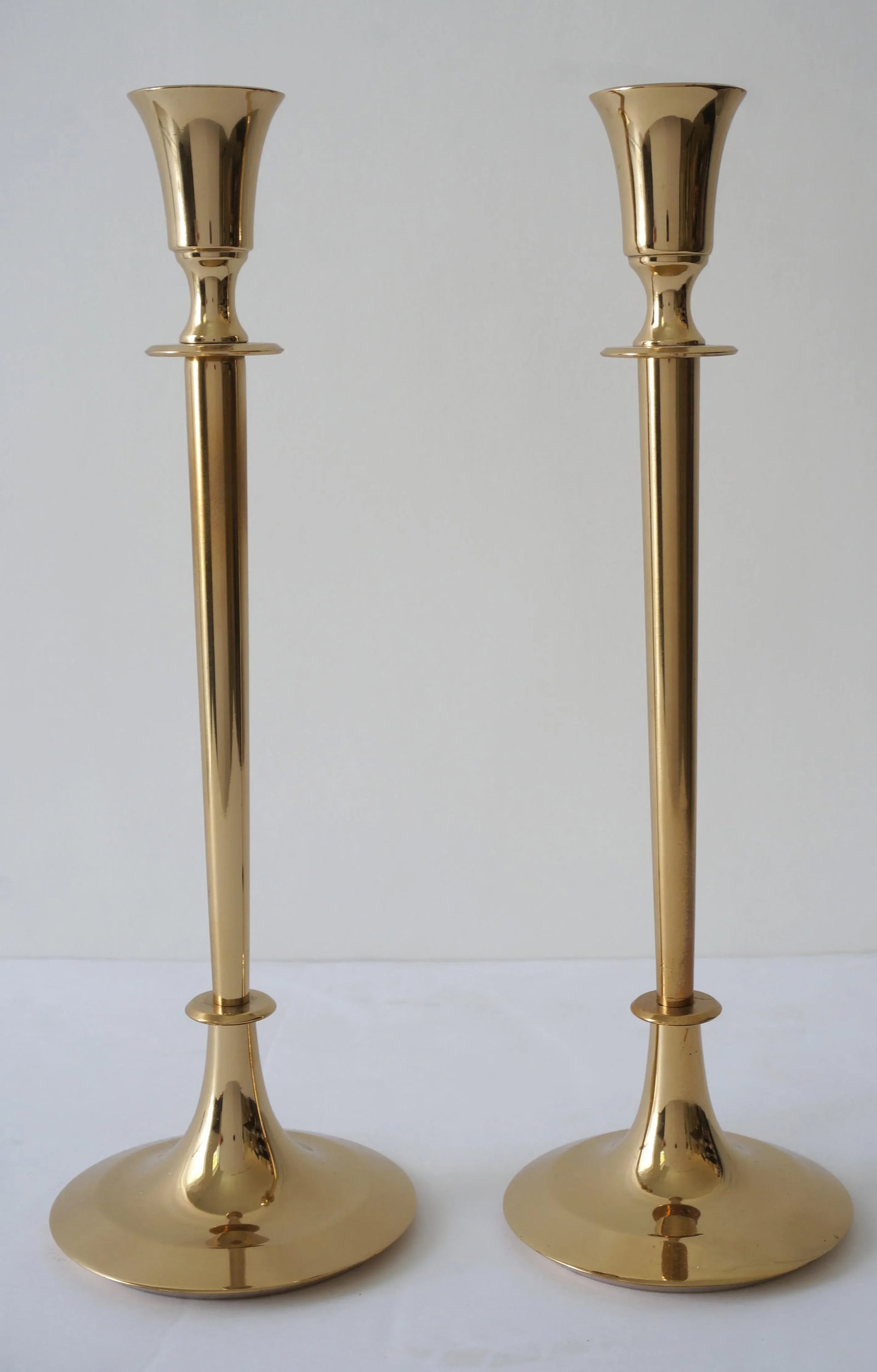 Polished Brass Candlesticks Candle Holders - A Pair - 2