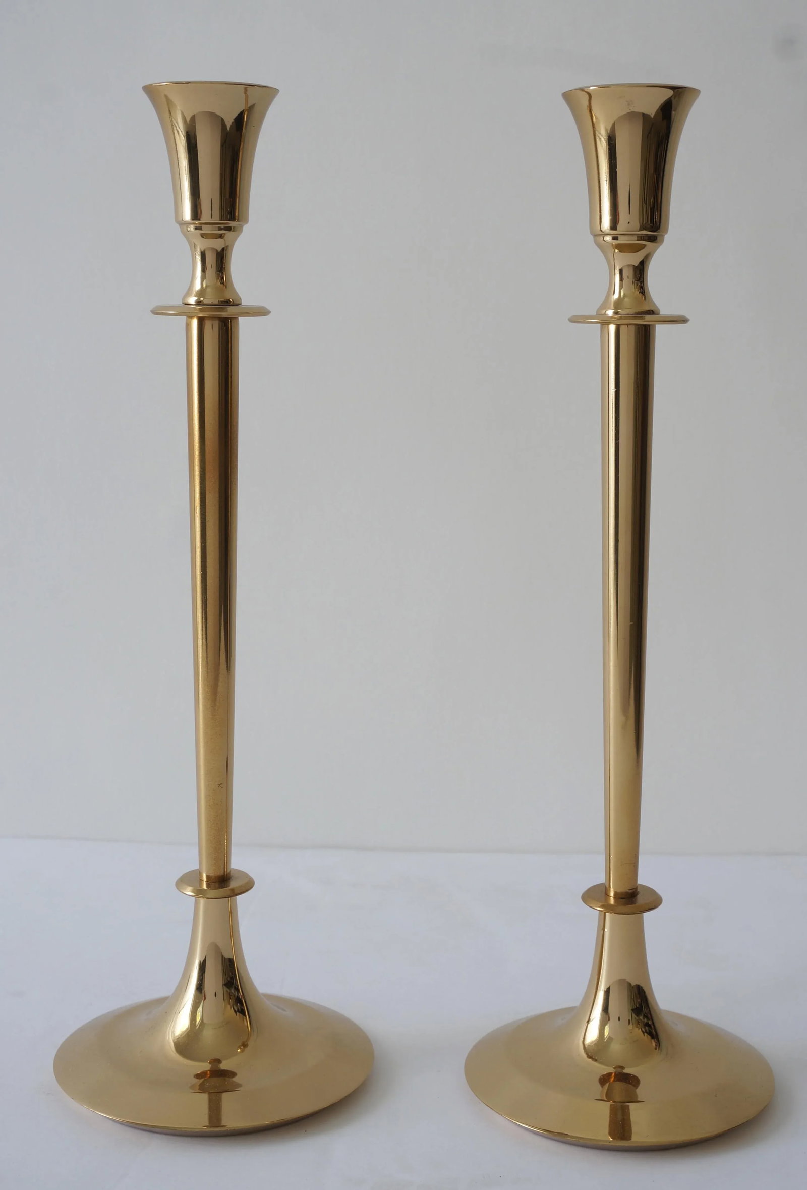 Polished Brass Candlesticks Candle Holders - A Pair - 3