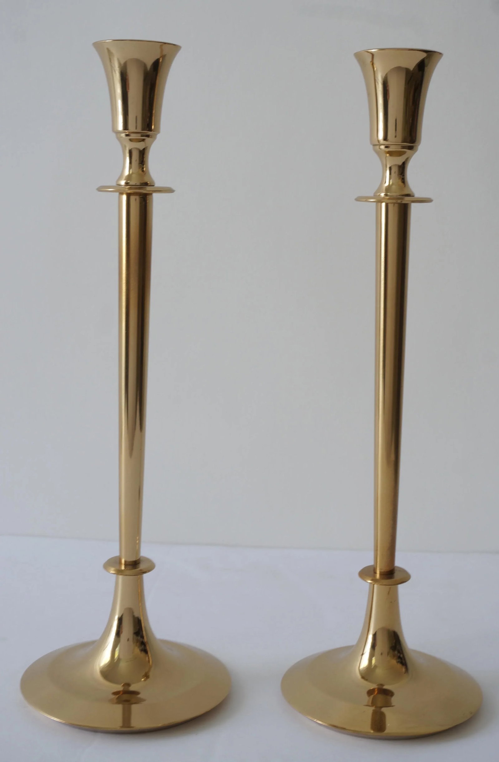 Polished Brass Candlesticks Candle Holders - A Pair - 4