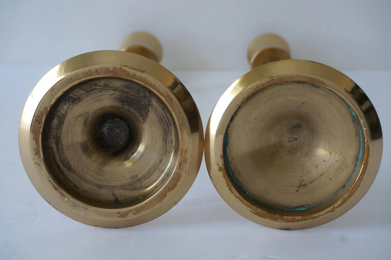 Polished Brass Candlesticks Candle Holders - A Pair - 5