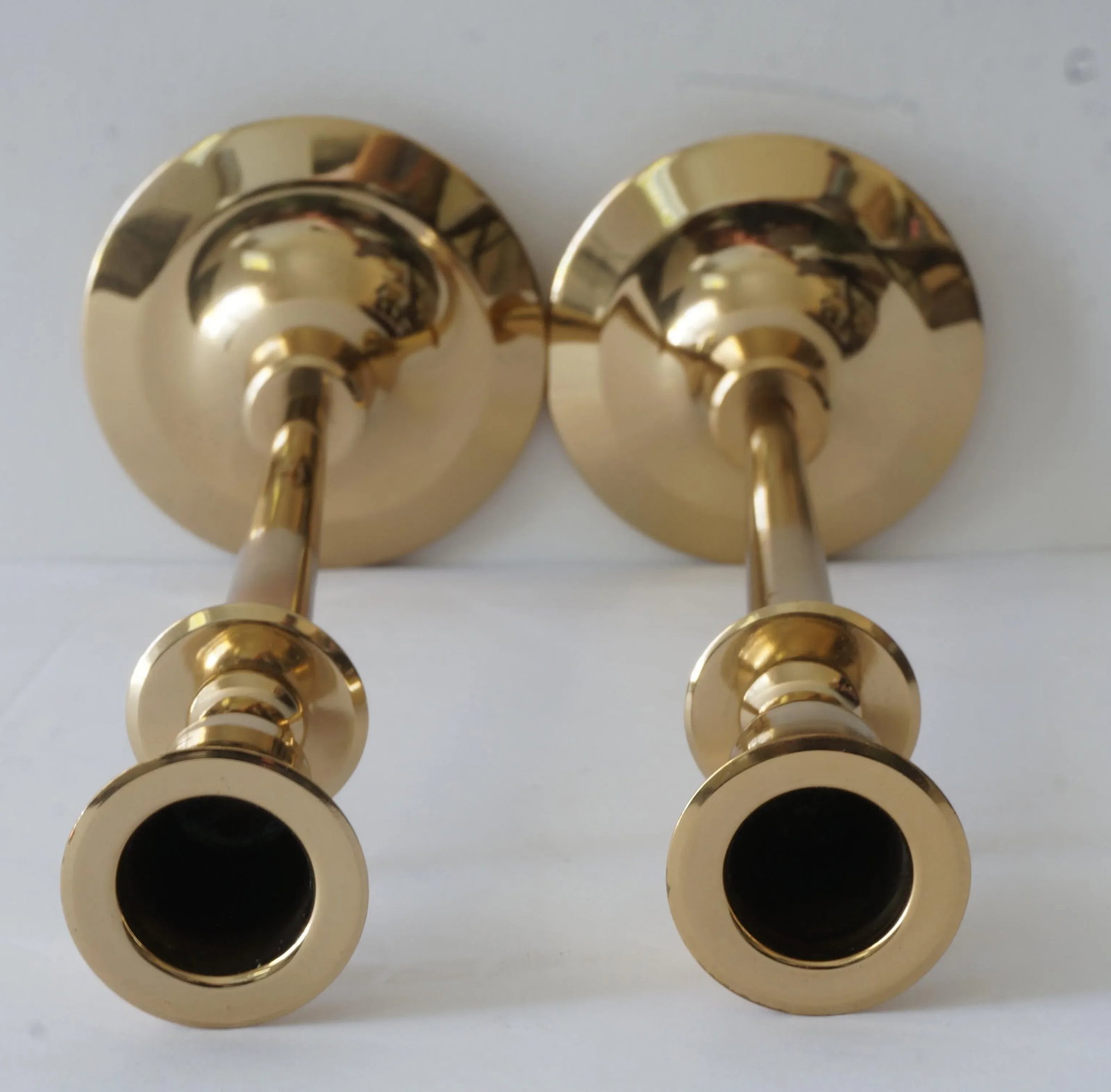 Polished Brass Candlesticks Candle Holders - A Pair - 6