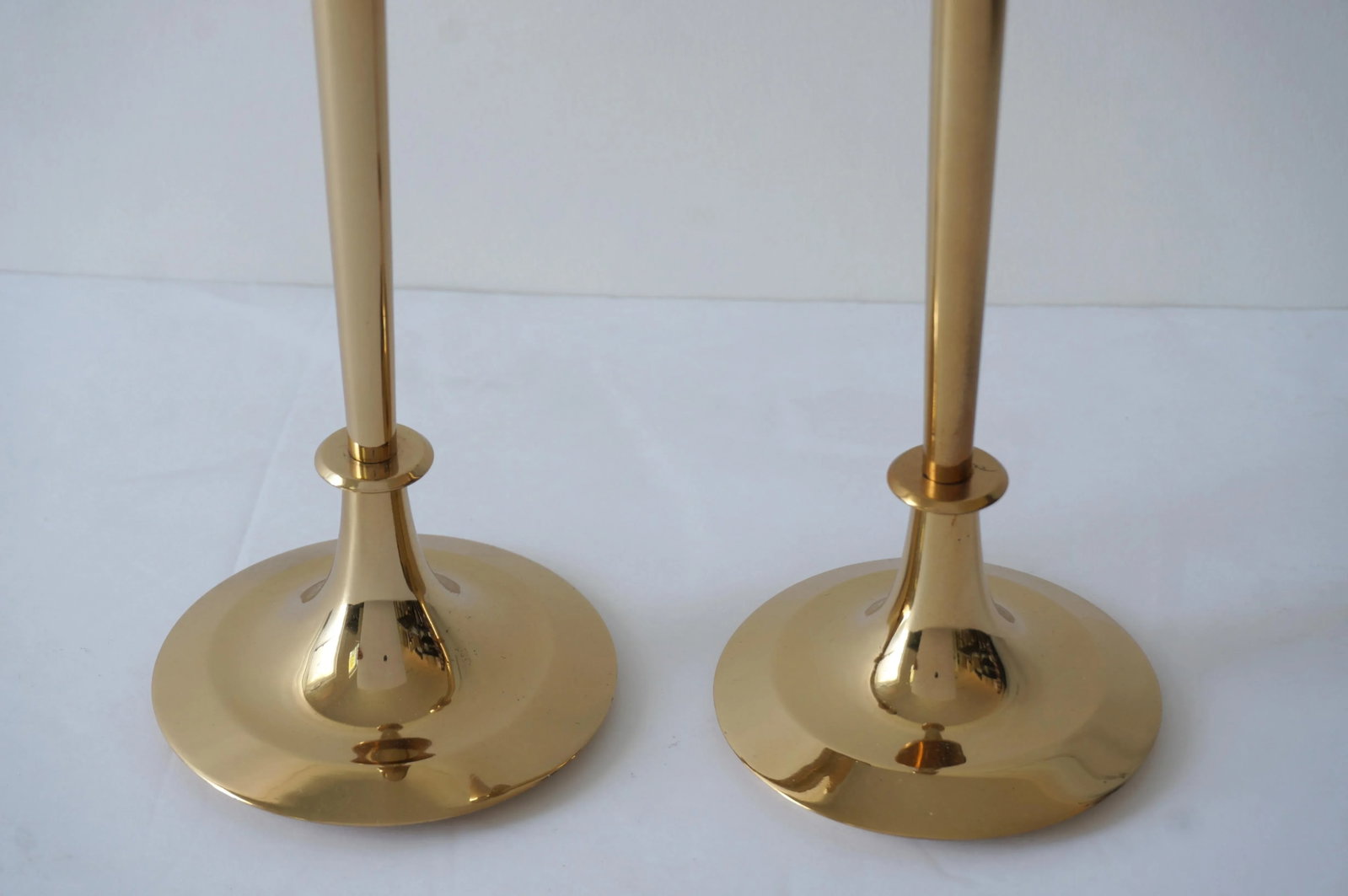 Polished Brass Candlesticks Candle Holders - A Pair - 7