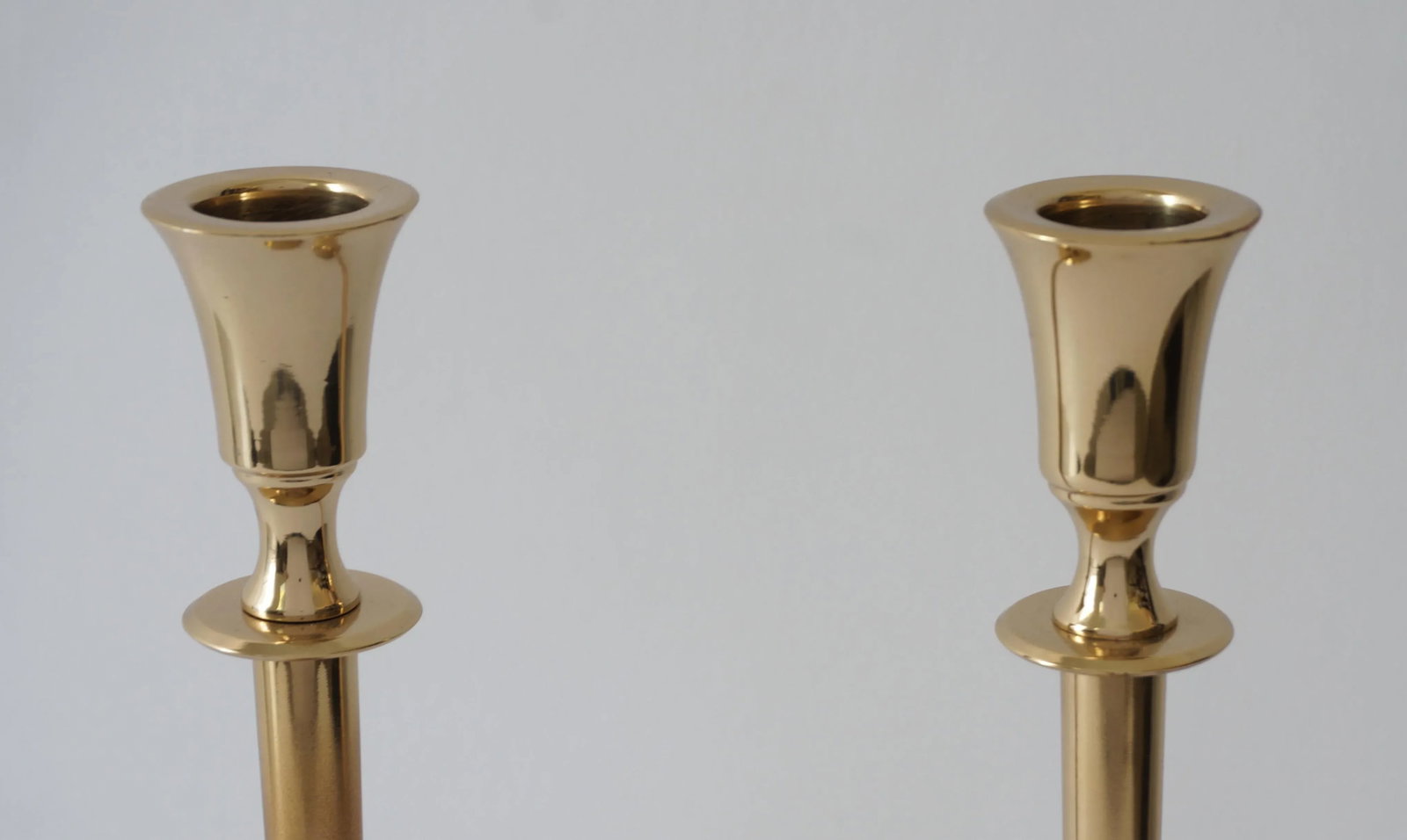 Polished Brass Candlesticks Candle Holders - A Pair - 8