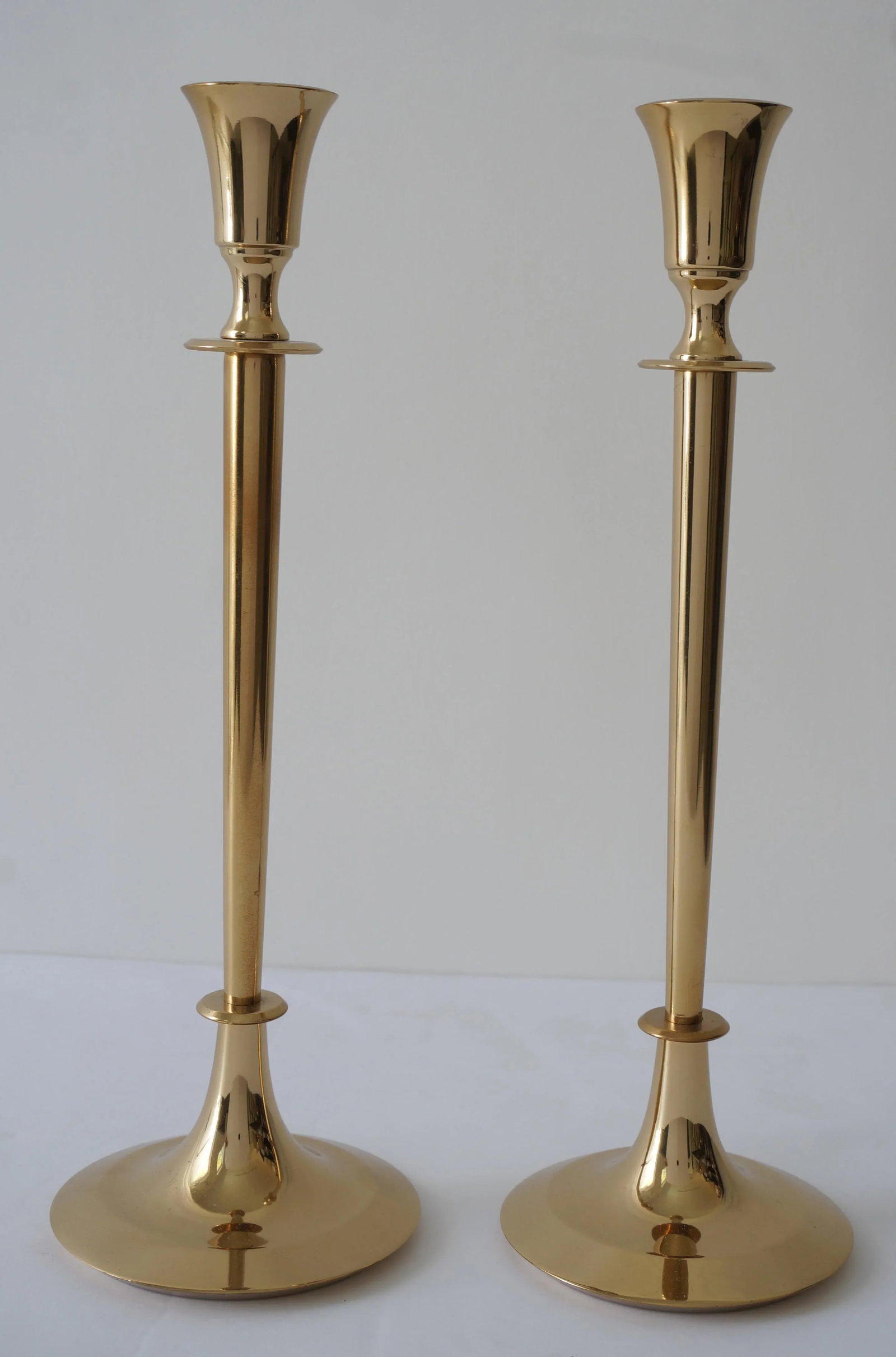 Polished Brass Candlesticks Candle Holders - A Pair - 9