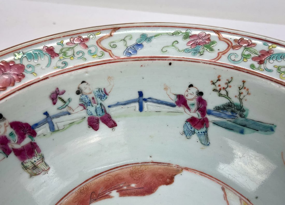 Antique Chinese Export Qing Famille Rose Wash Bowl - 3