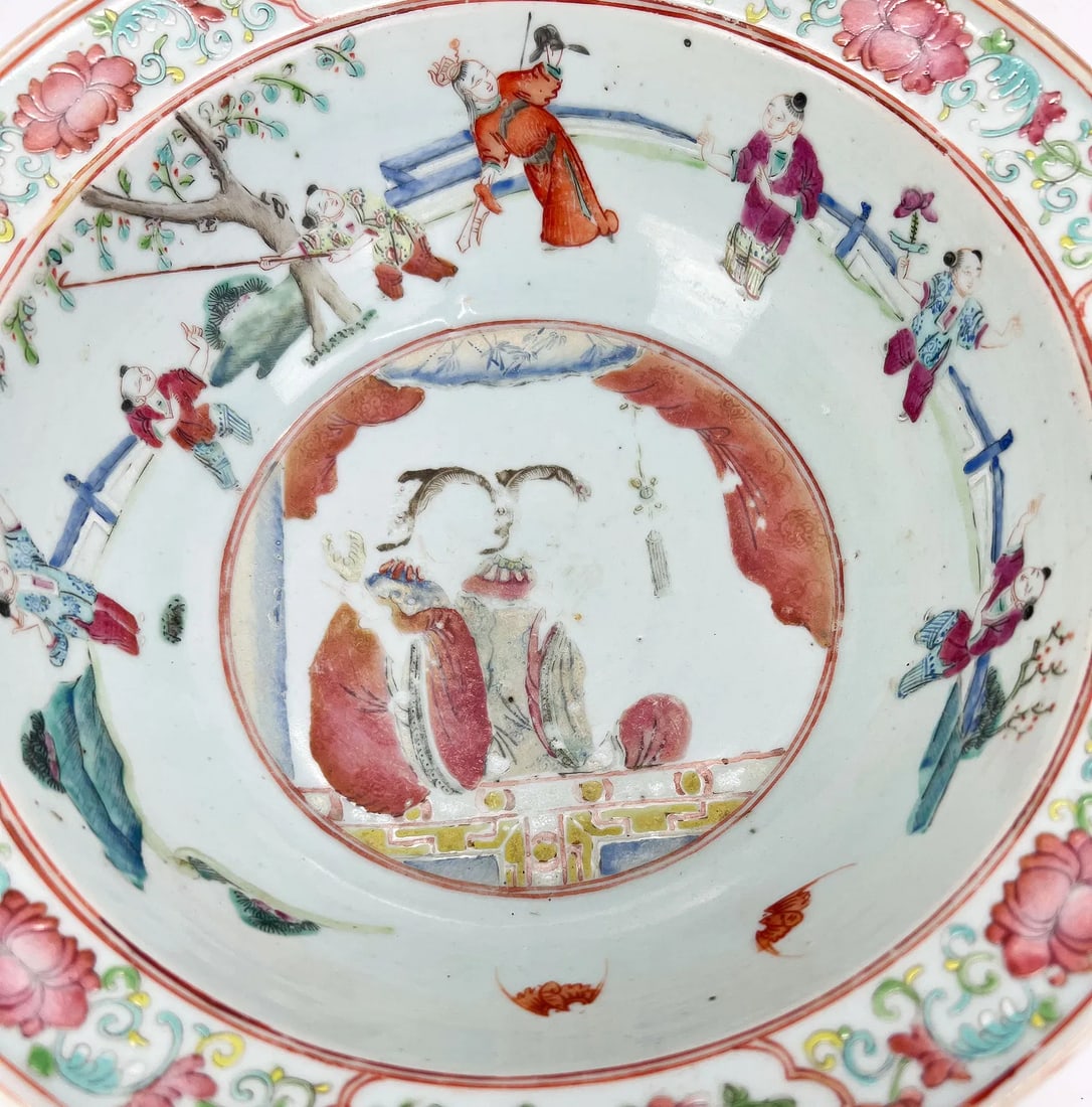 Antique Chinese Export Qing Famille Rose Wash Bowl - 4