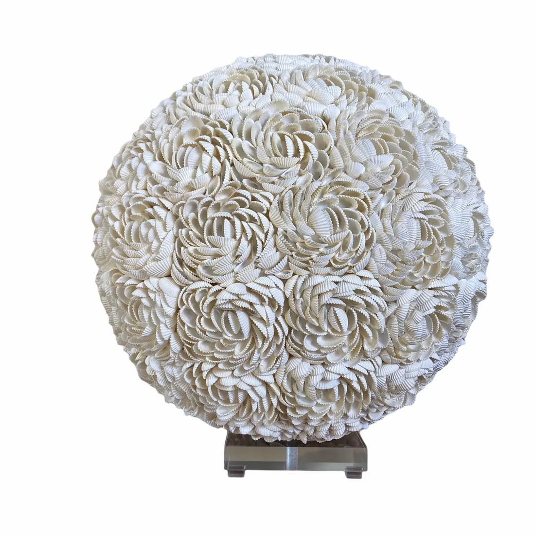 Shell Covered Orb Light Fixture on Lucite Base - 8