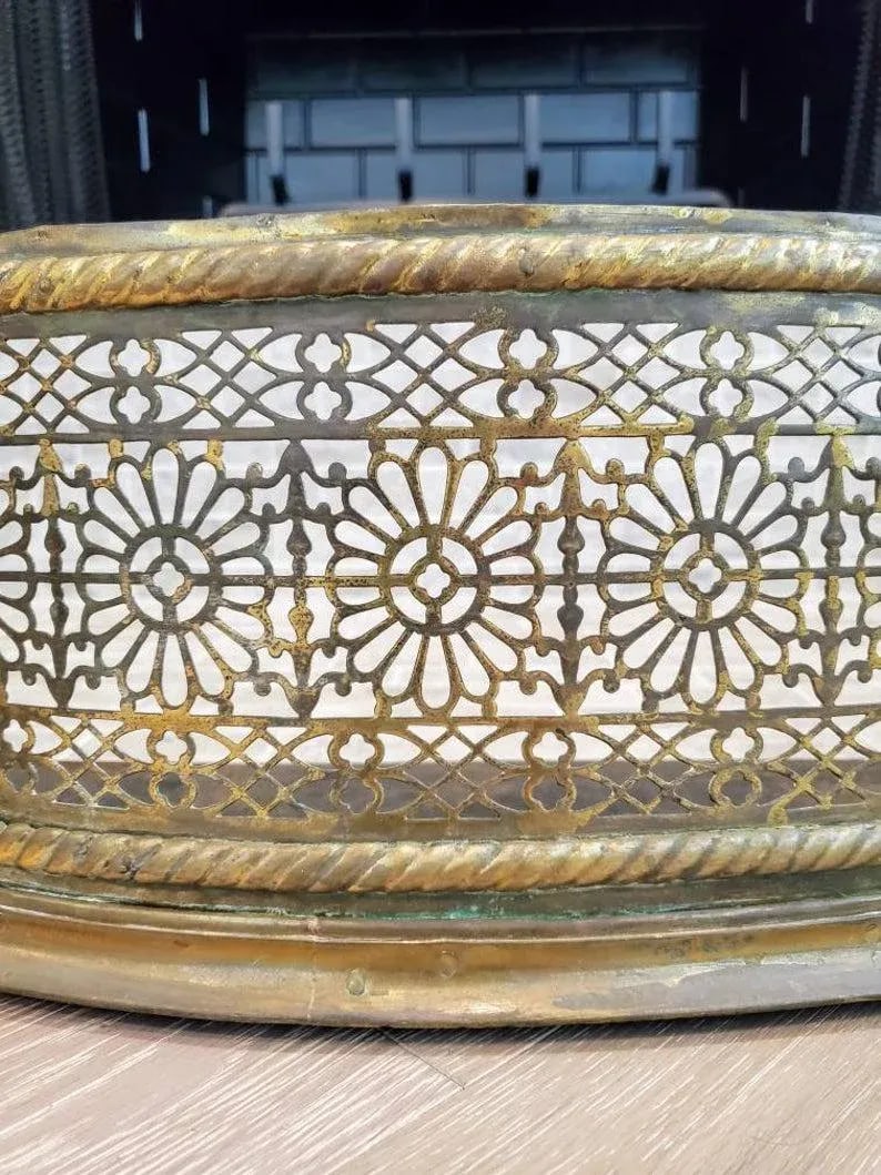 Large 18th/19th Century English Brass Fireplace Fender - 5