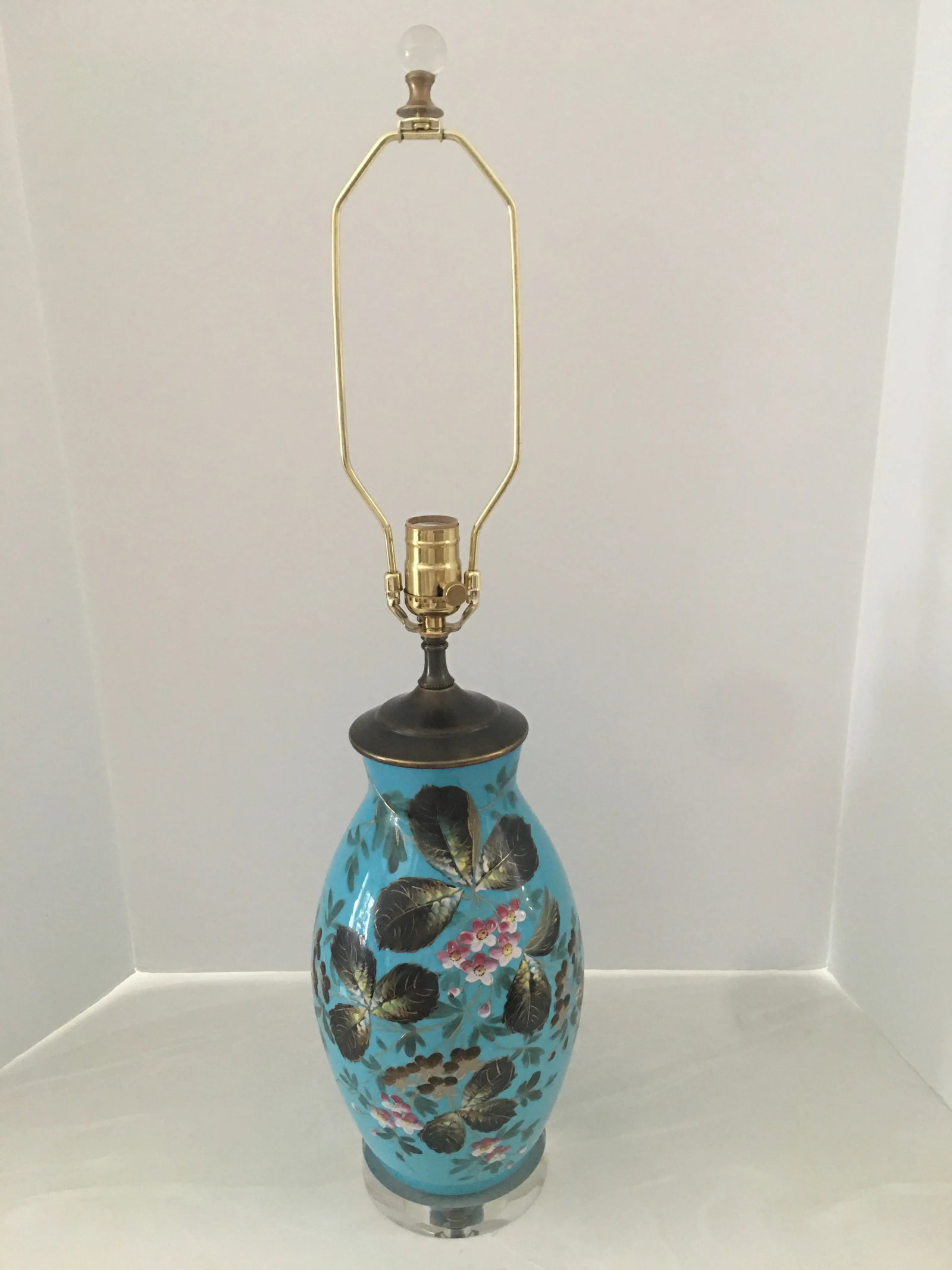 Bristol Glass Lamp on Lucite Base Table Lamp - 12