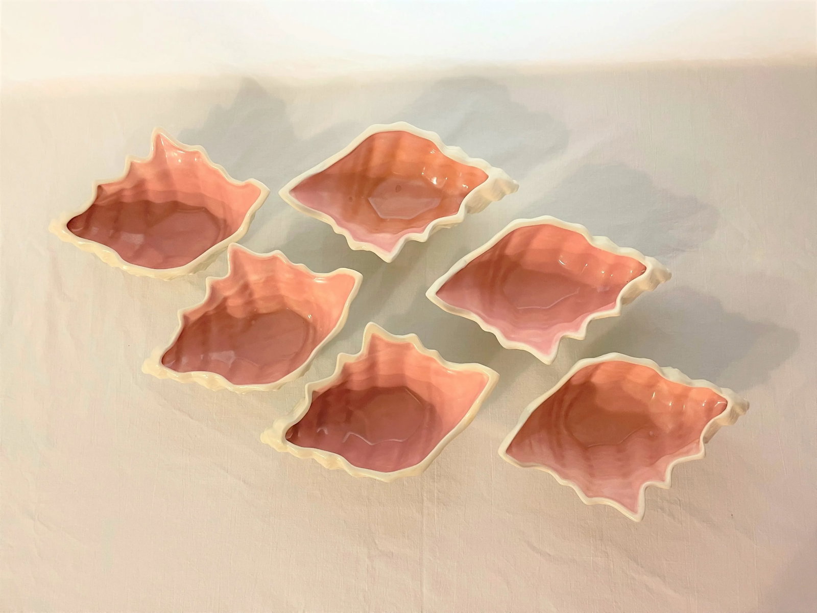 Darling Coastal Pink & White Ceramic Bowl Set- 7 Pieces - 5