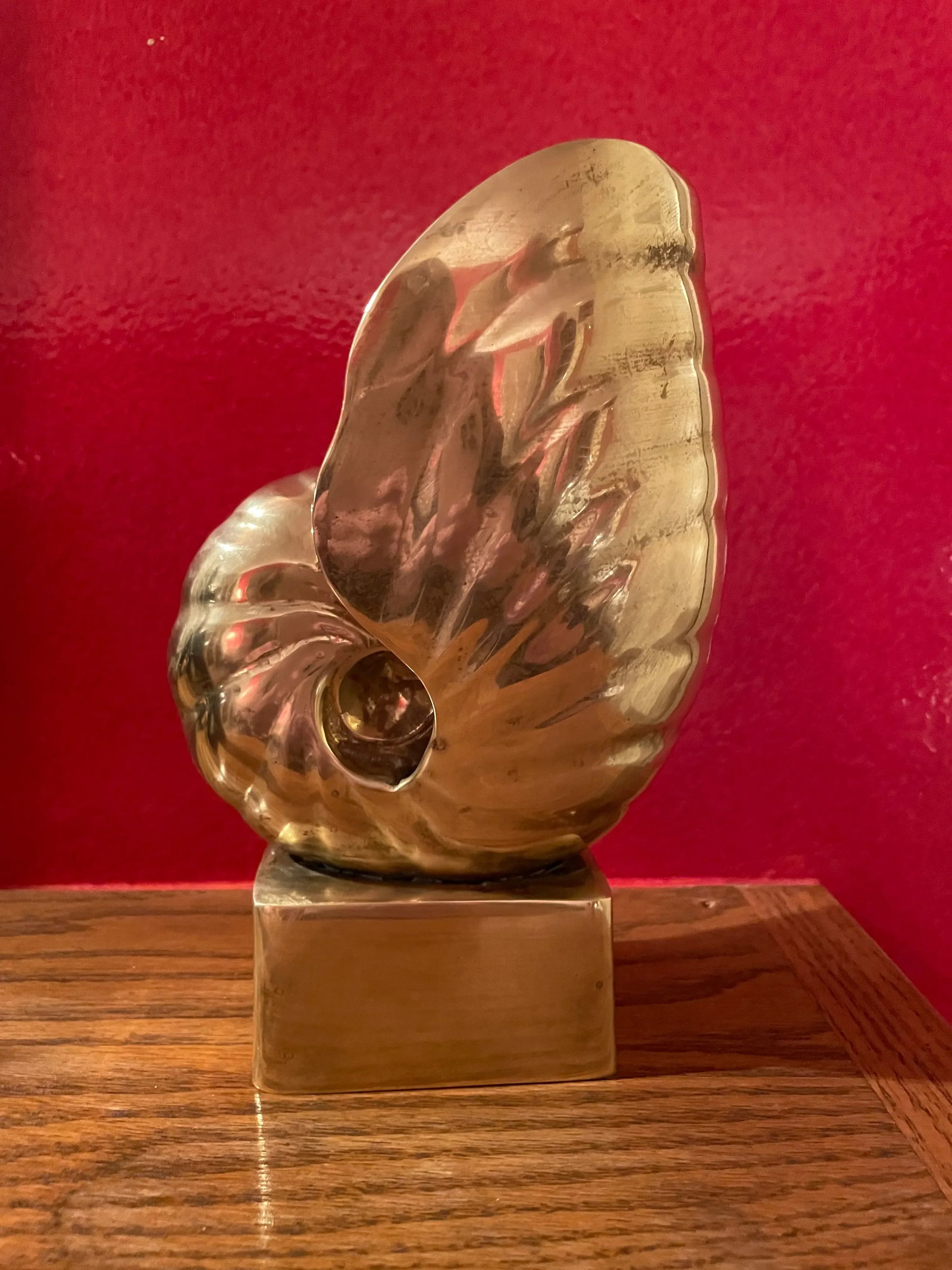 Vintage Signed Brass Nautilus Shell Sculpture - 2