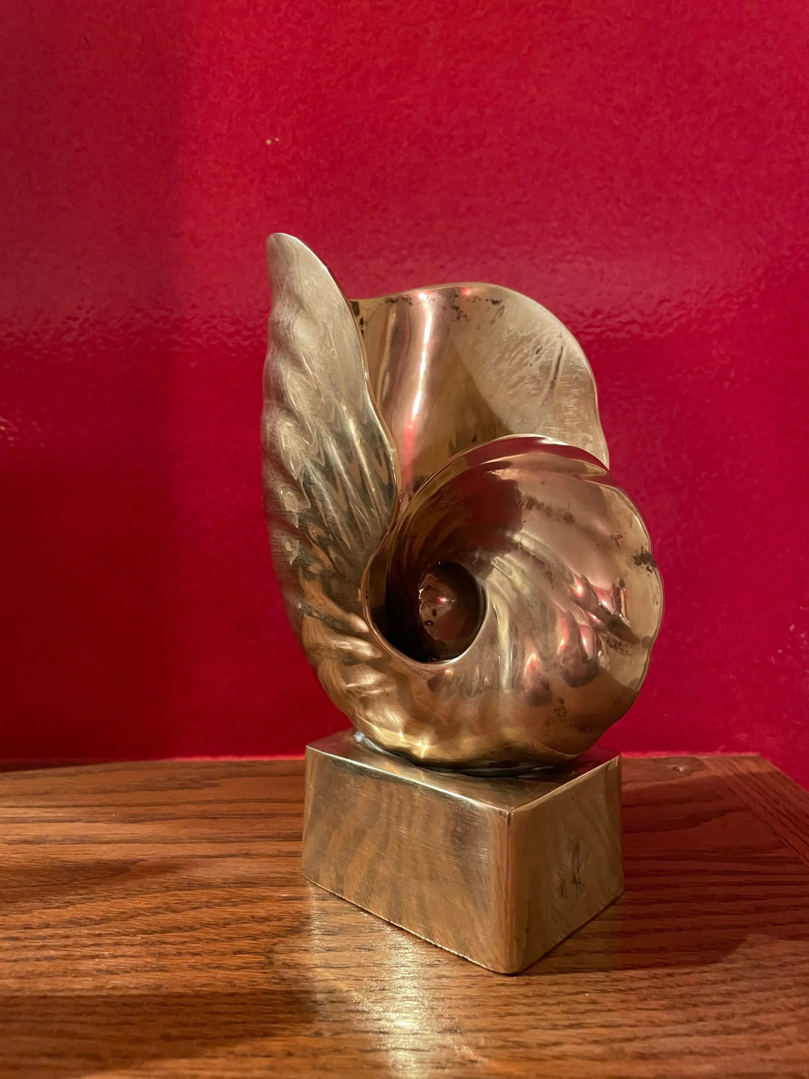 Vintage Signed Brass Nautilus Shell Sculpture - 6