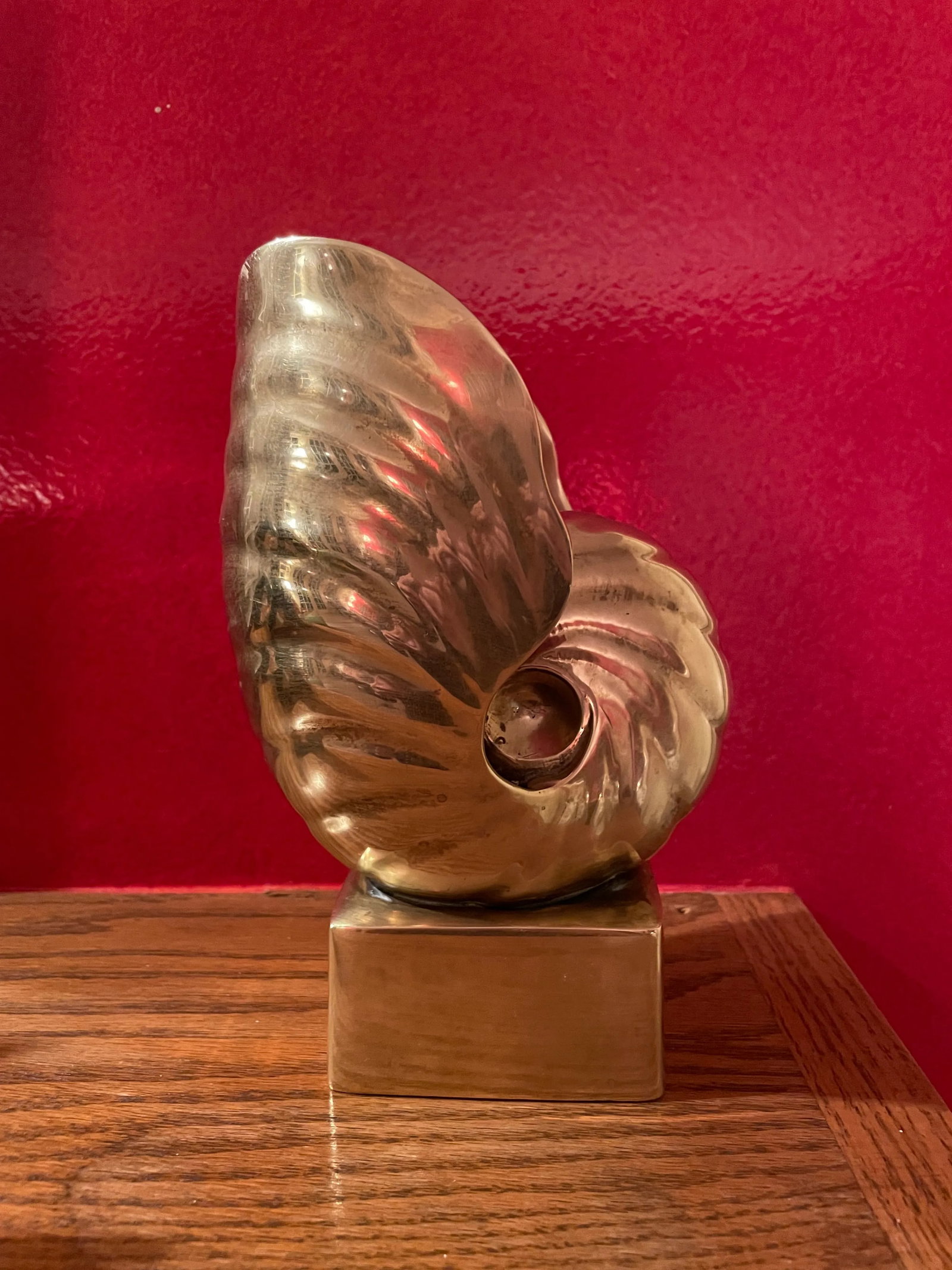 Vintage Signed Brass Nautilus Shell Sculpture - 9