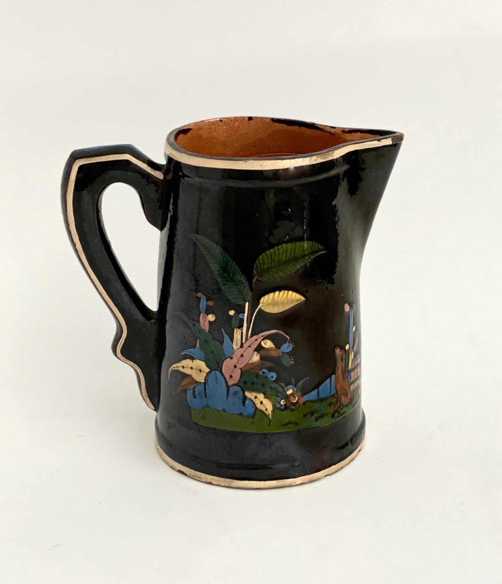 1940s Hand-Painted Tlaquepaque Black Pitcher - 2