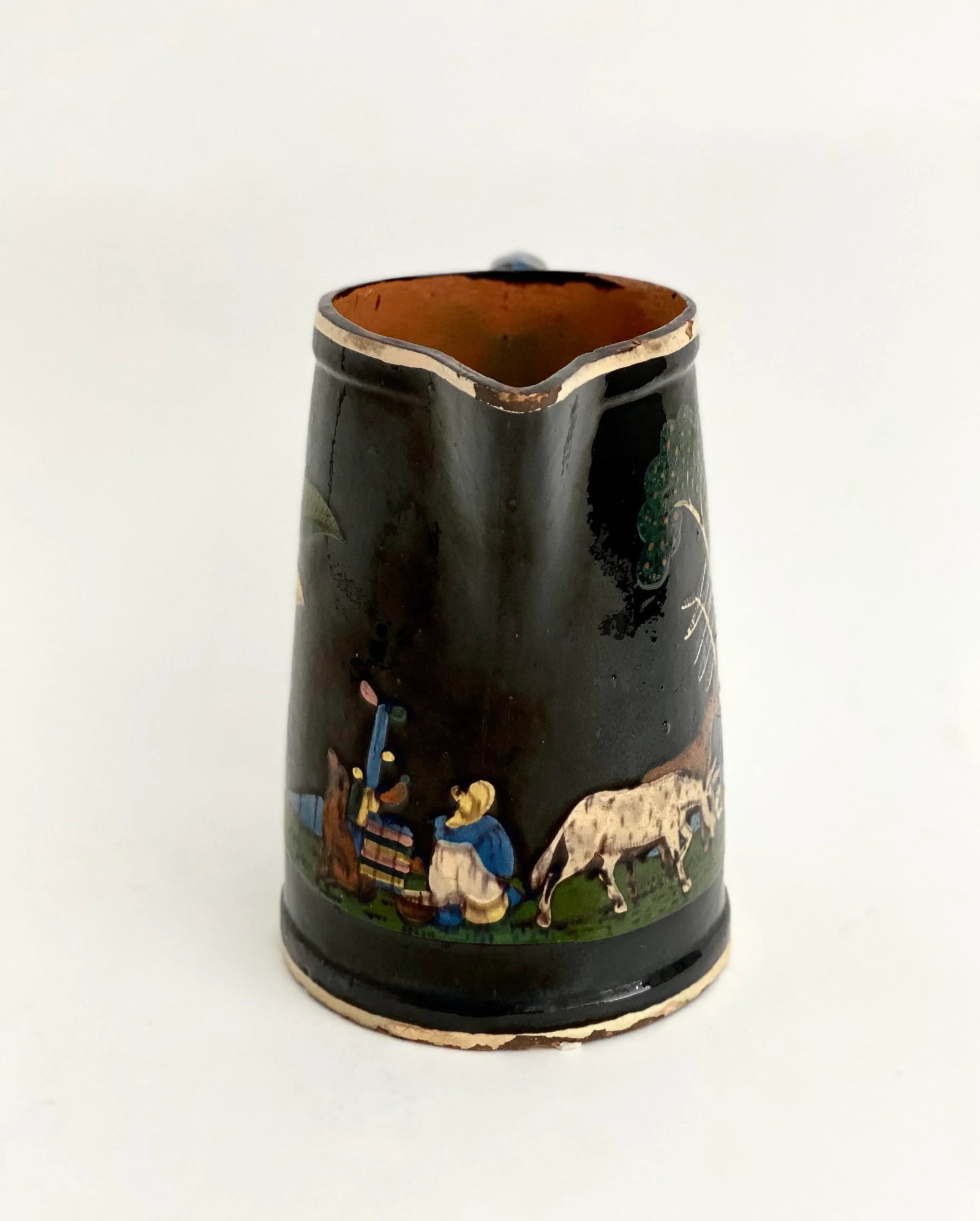 1940s Hand-Painted Tlaquepaque Black Pitcher - 4