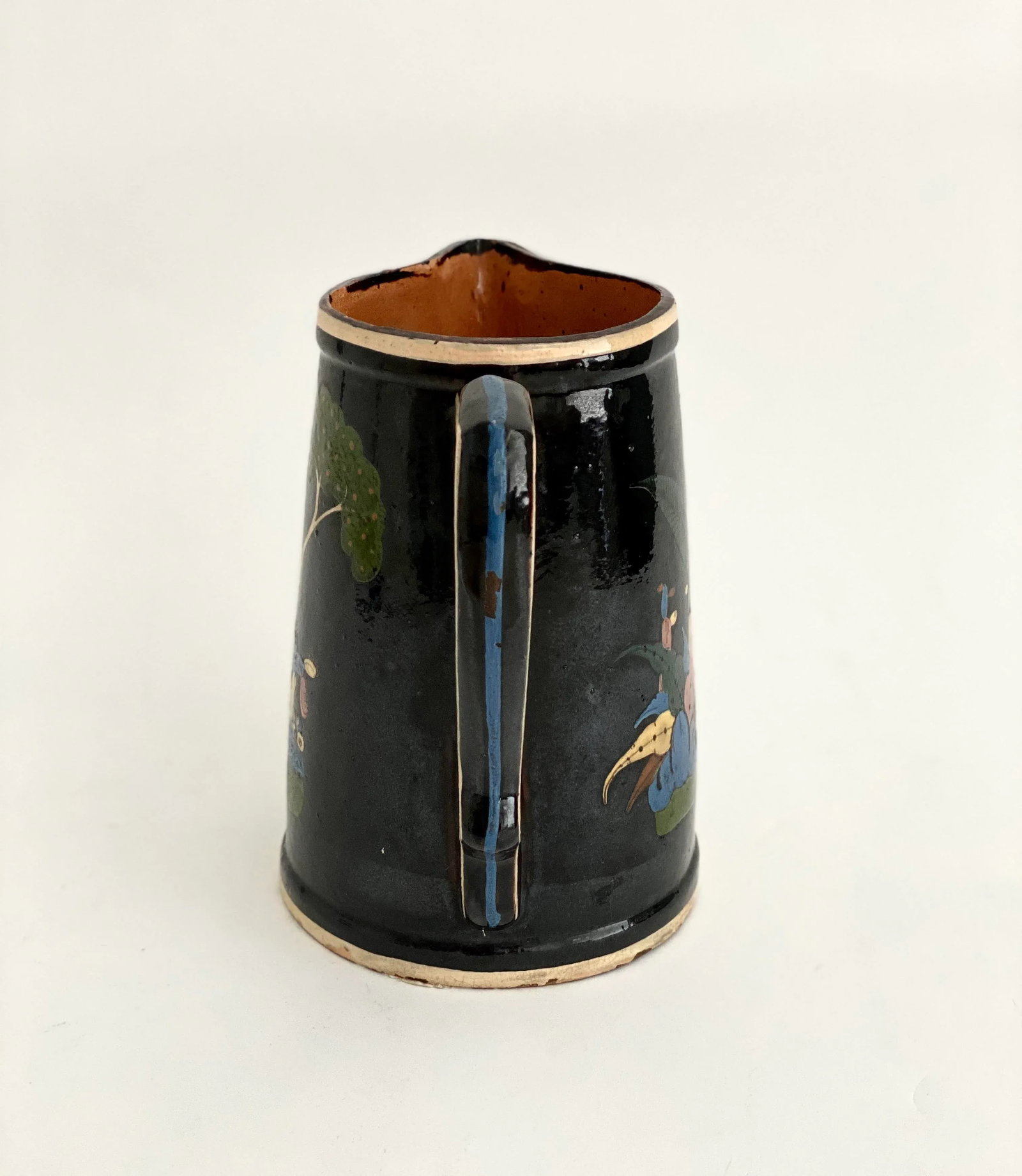 1940s Hand-Painted Tlaquepaque Black Pitcher - 6