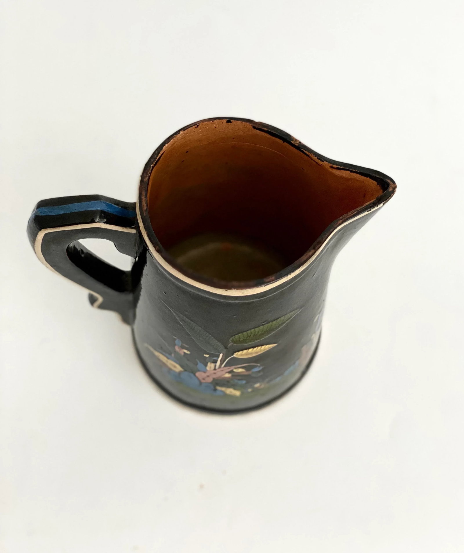 1940s Hand-Painted Tlaquepaque Black Pitcher - 7