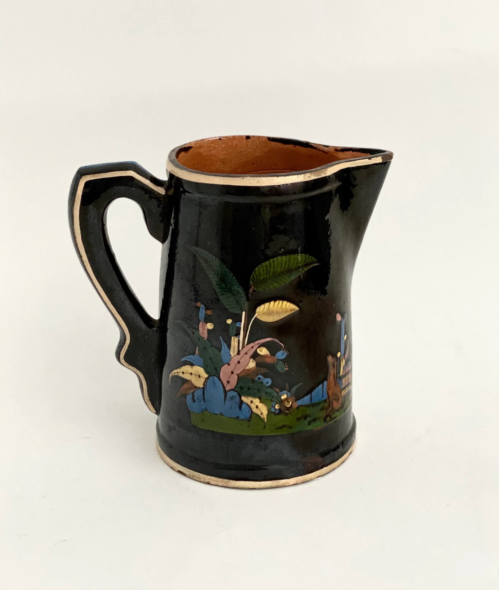 1940s Hand-Painted Tlaquepaque Black Pitcher - 9