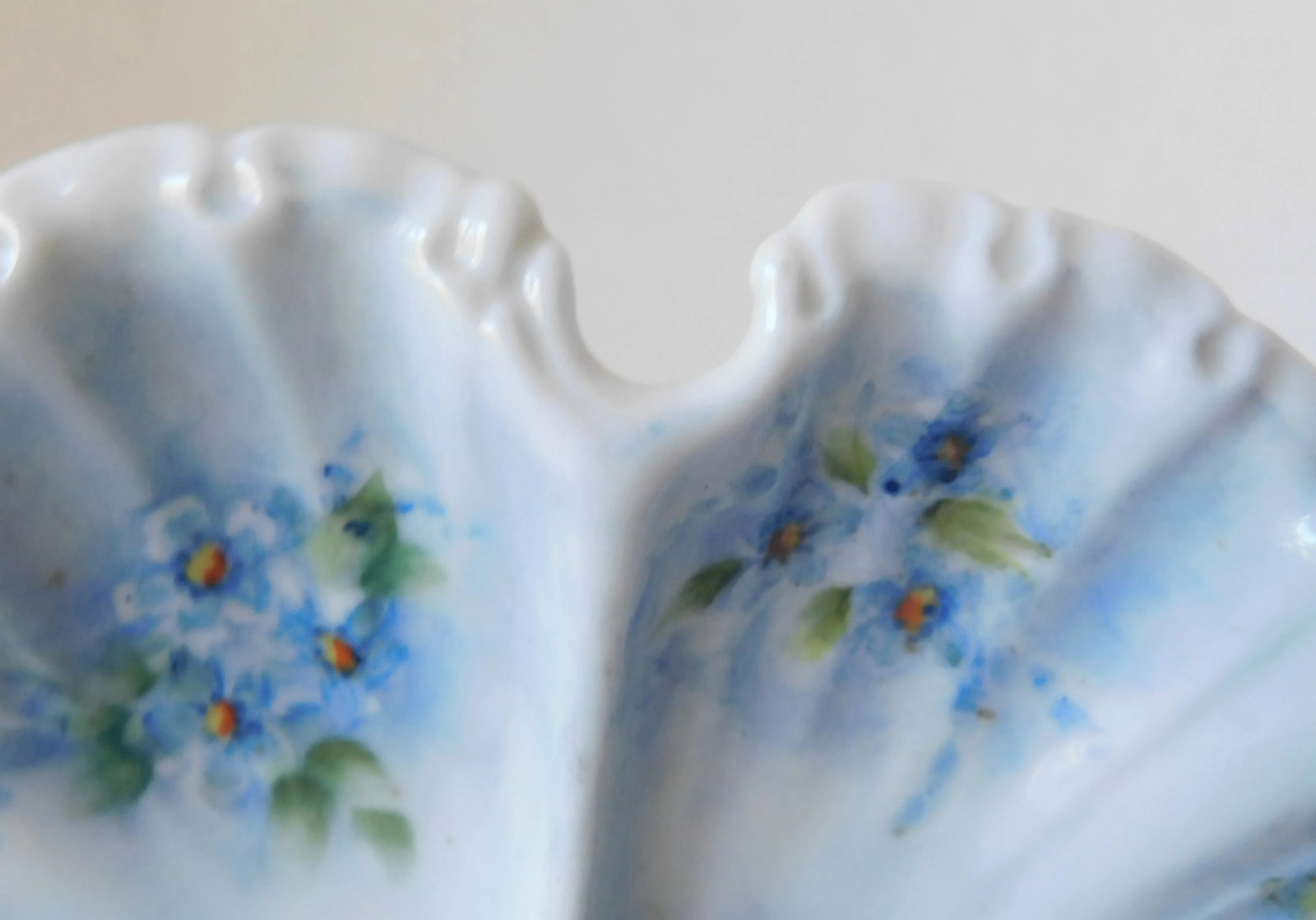 Vintage Forget-Me-Not Hand-Painted Porcelain Condiment Dish, Signed - 6