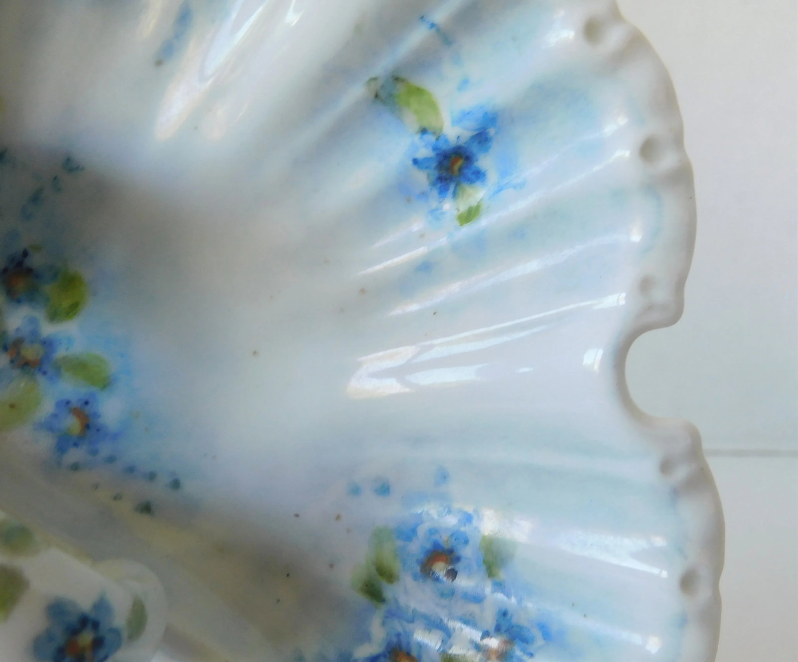 Vintage Forget-Me-Not Hand-Painted Porcelain Condiment Dish, Signed - 7