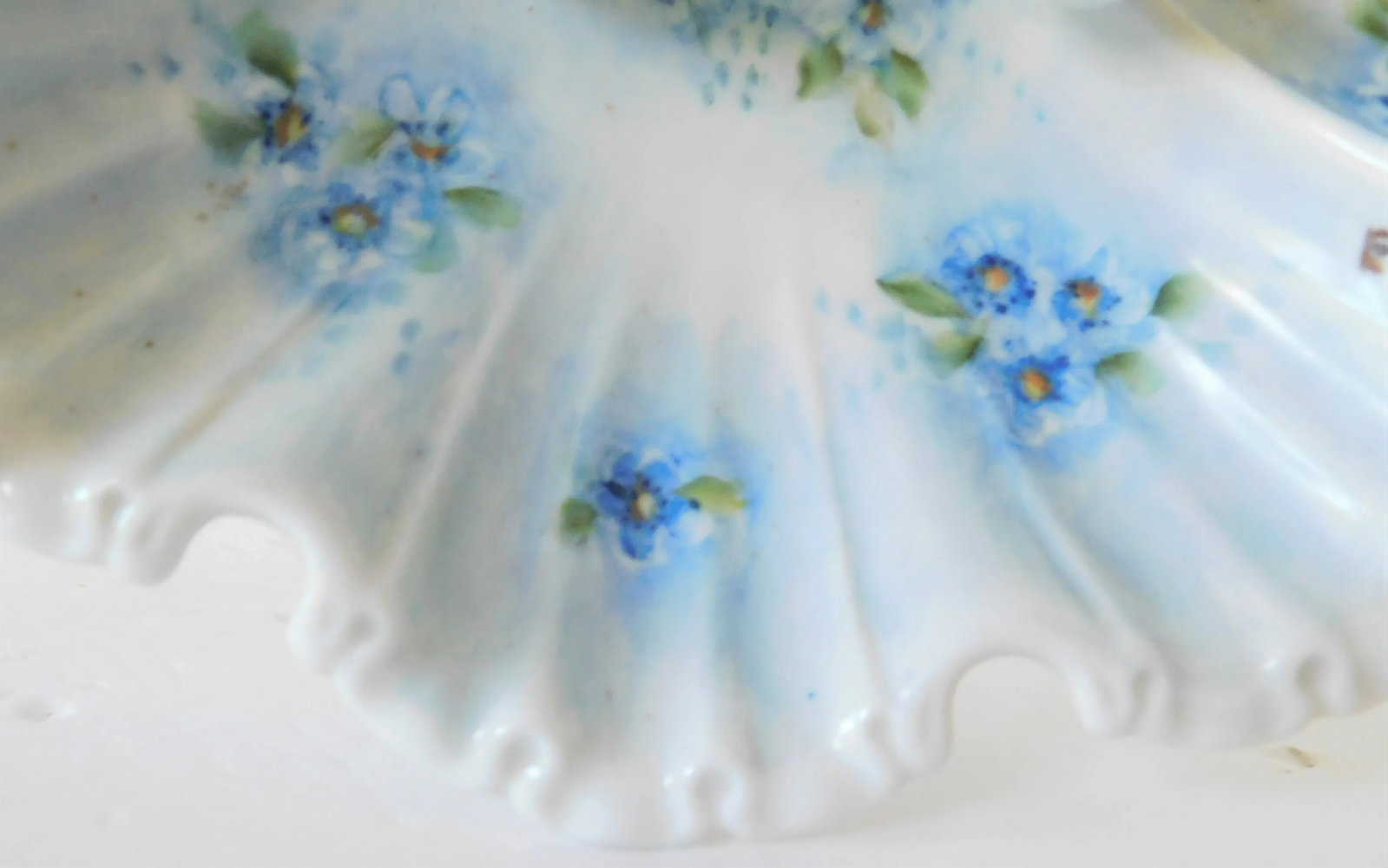 Vintage Forget-Me-Not Hand-Painted Porcelain Condiment Dish, Signed - 8