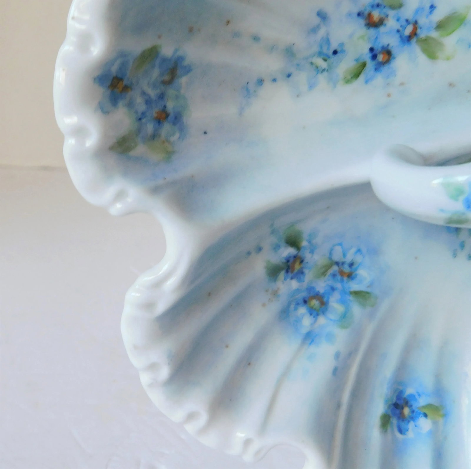 Vintage Forget-Me-Not Hand-Painted Porcelain Condiment Dish, Signed - 9