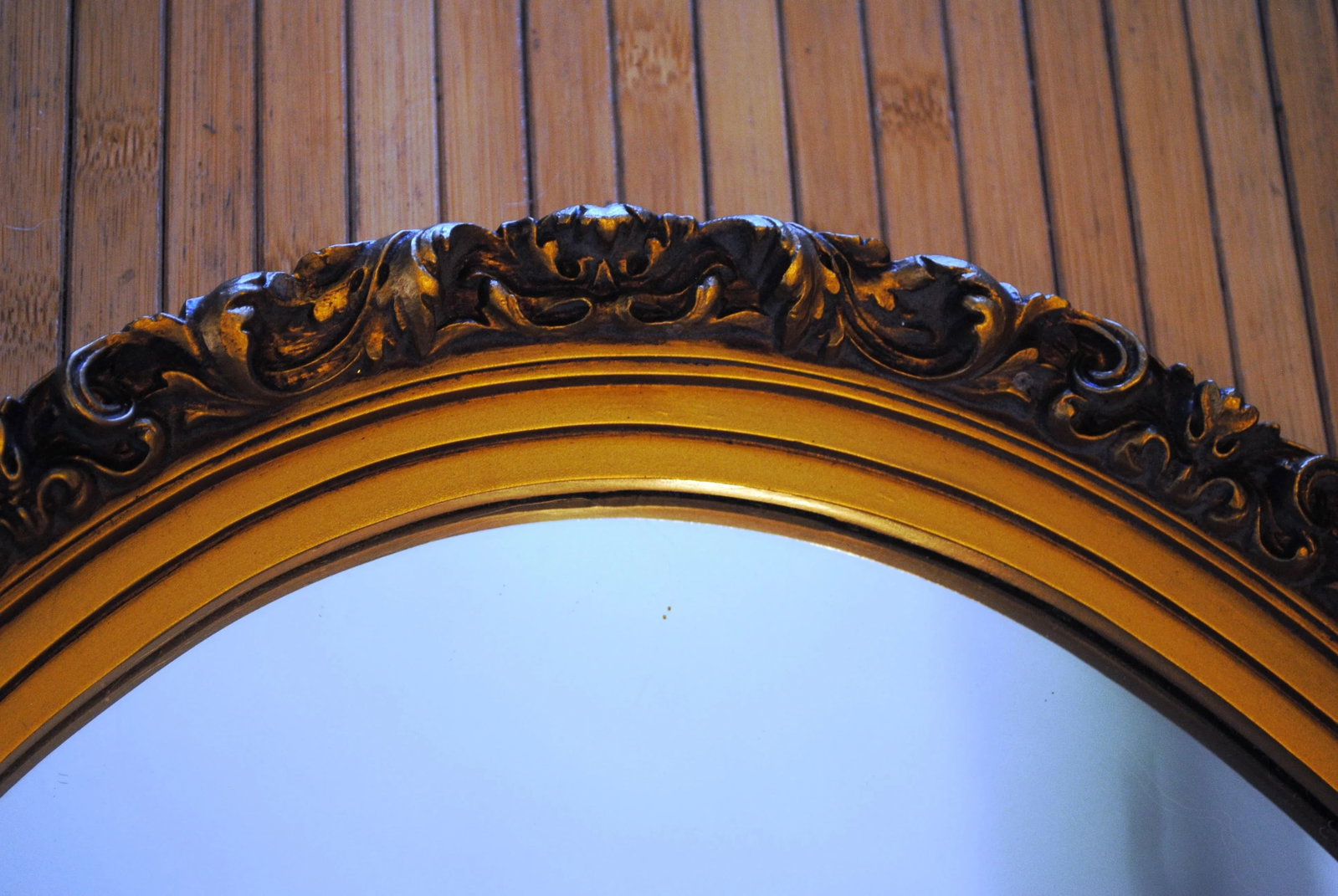 Vintage Hollywood Regency Style Gold Oval Mirror - 4