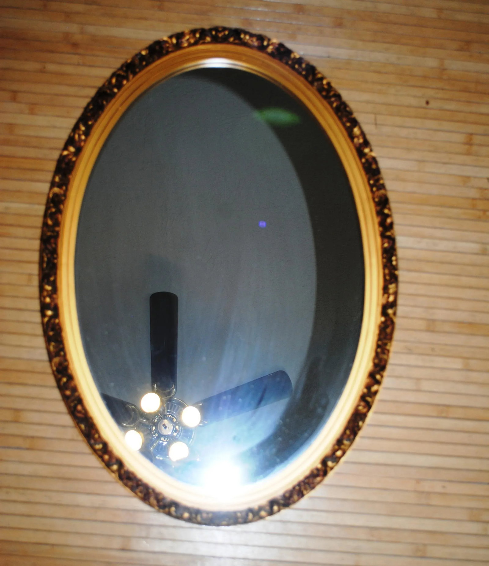 Vintage Hollywood Regency Style Gold Oval Mirror - 6